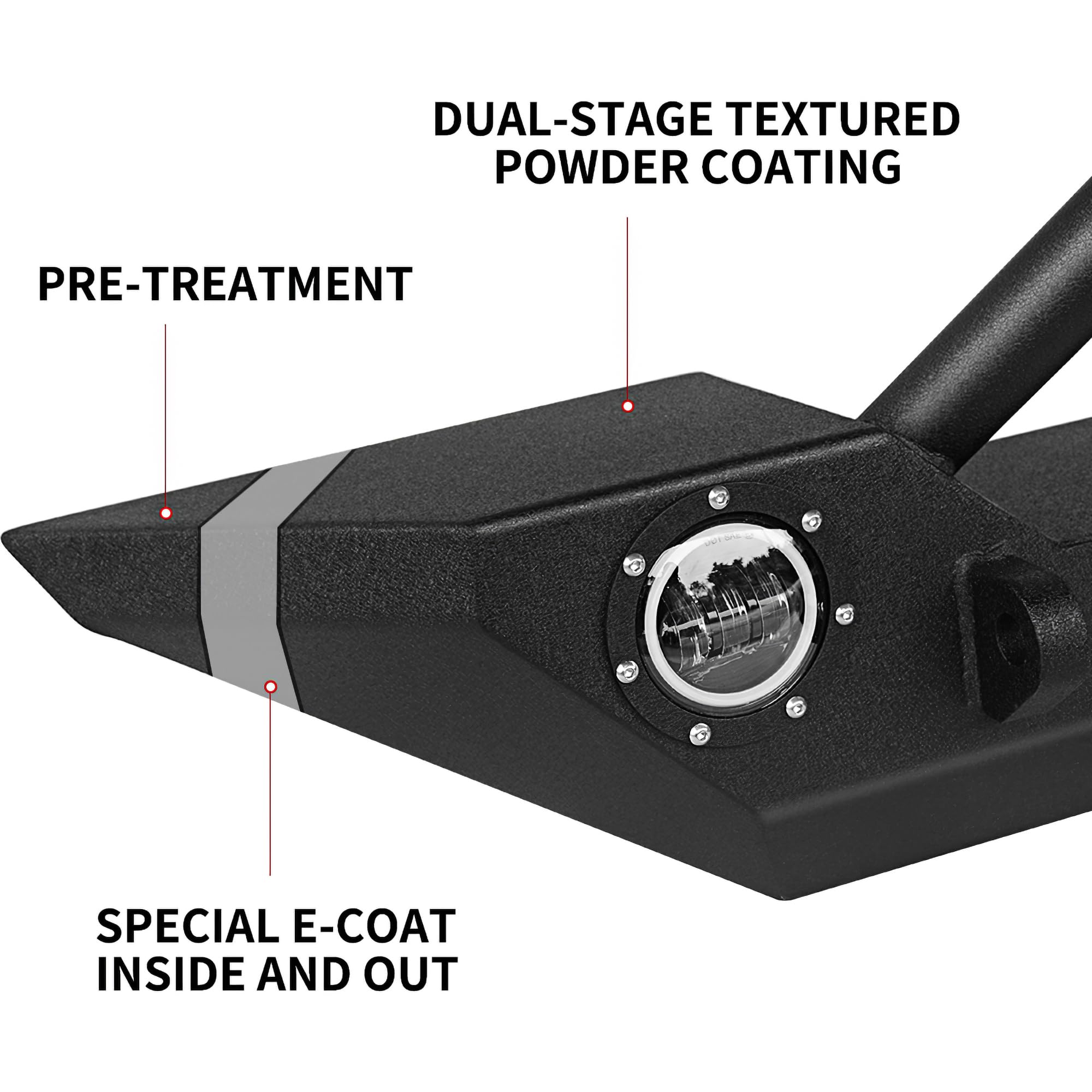 Ledkingdomus Rock Crawler Front Bumper Compatible With 07-18 Jeep Wrangler Jk And Jk Unlimited, Built-In 90W Led Light Bar W/ 2X