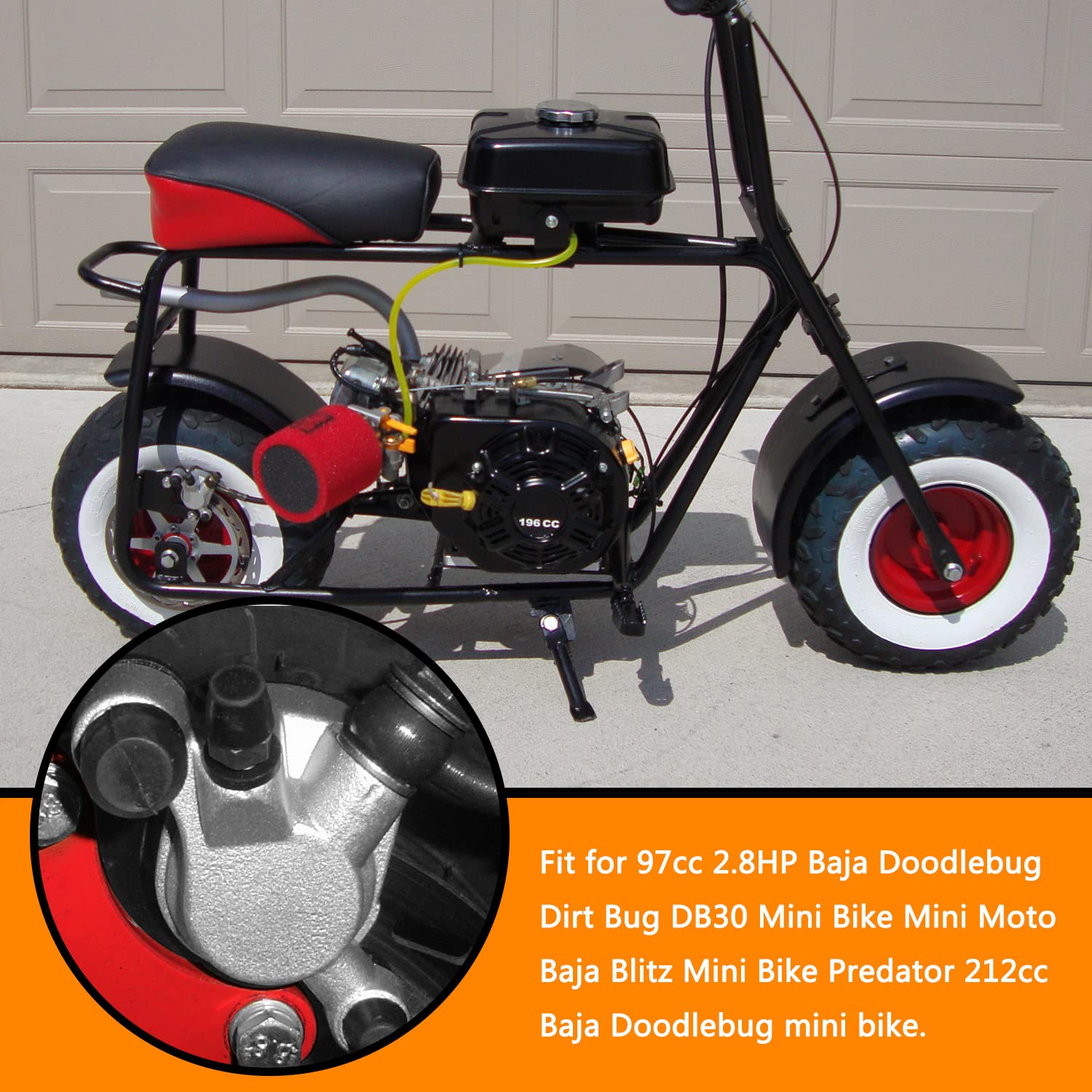 HOLATO 50 Inch Upgraded Hydraulic Brake Master Cylinder Caliper System with Brake Pads for 97cc 2.8HP Baja DoodleBug Dirt Bug DB