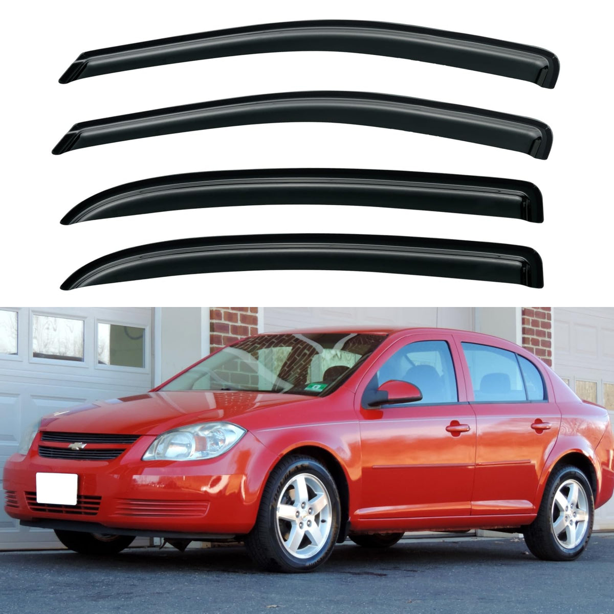 Window Visors Rain Guards Shield for 2005-2010 Chevy Cobalt, Out-Channel Window Vent Wind Deflectors Visors Shades for 05-10 Cob