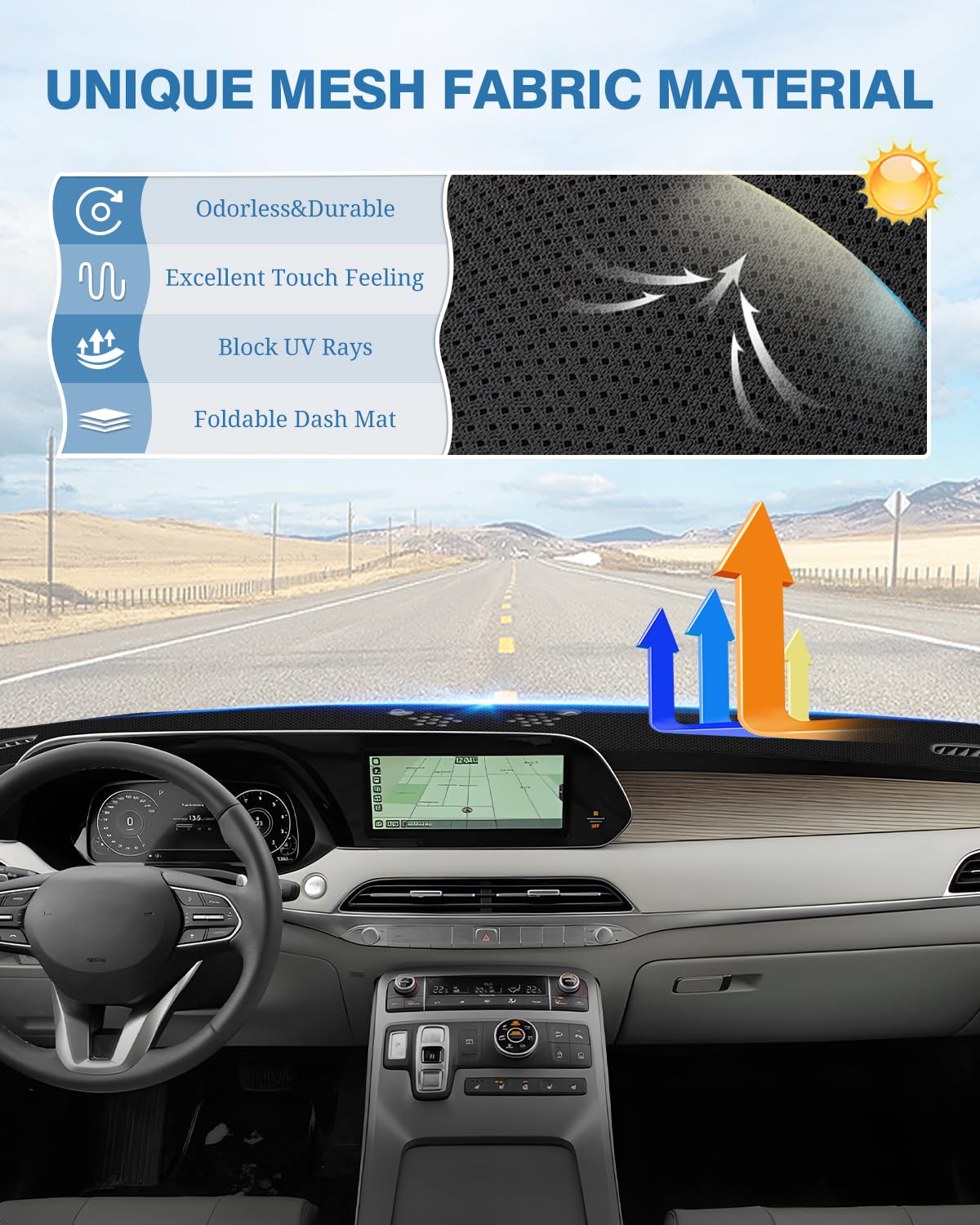 Fiilines Dash Cover For Hyundai Palisade Without Hud 2020-2024, Dashboard Cover Mat For Palisade Accessories Sunshade Nonslip Me