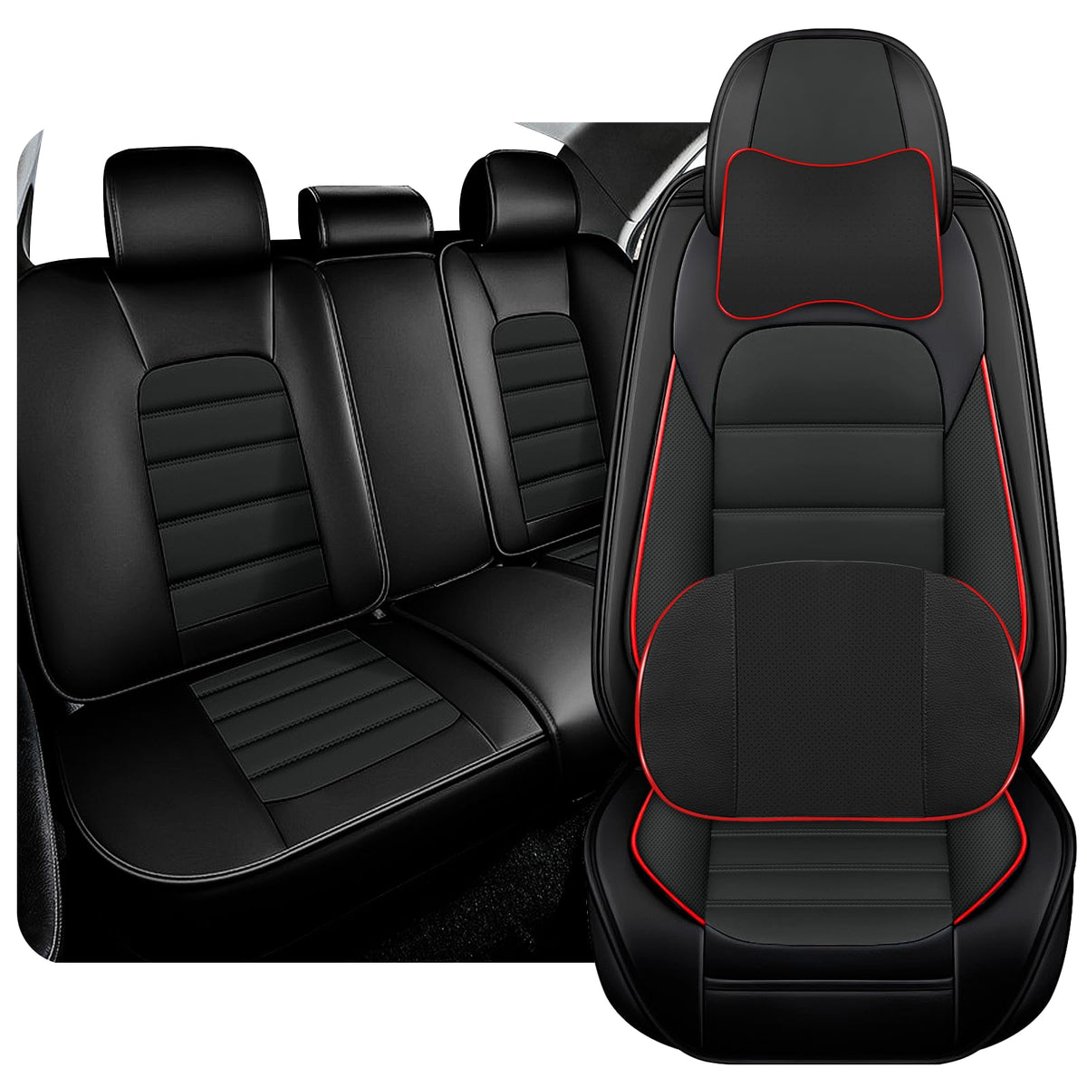 KNCY Seat Covers fit for 2007-2024 GMC Sierra Chevy Silverado 1500 2500/HD 3500/HD Trail Boss Z71 Crew Cab Double Extended, Comp