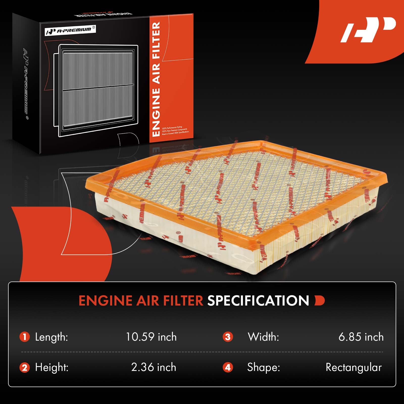 A-Premium Engine Air Filter Compatible With Chrysler Pacifica 2017-2023 3.6L Flex/Gas, Voyager 2020-2023 3.6L Gas