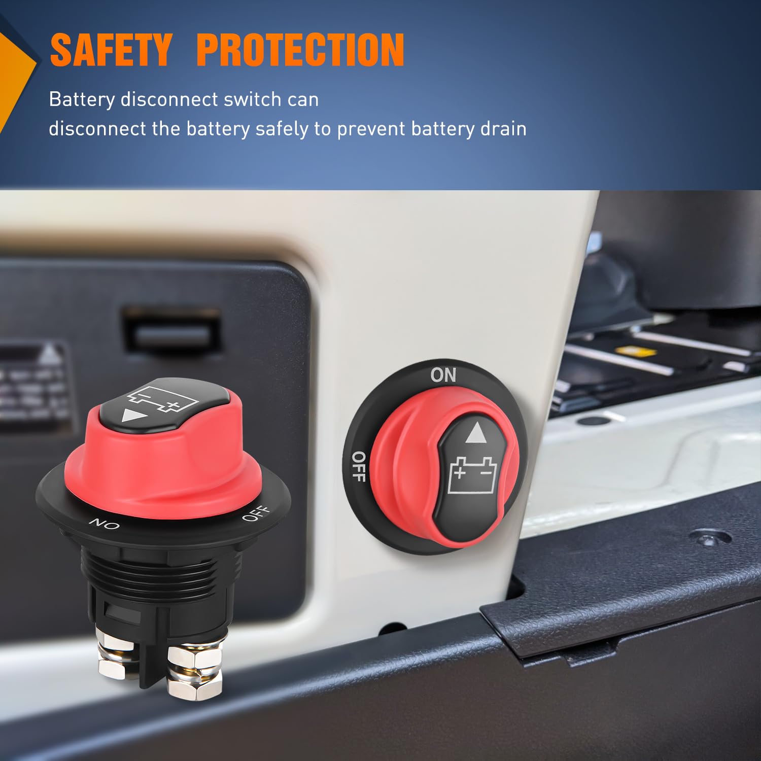 Nilight Battery Disconnect Switch 100A Master Disconnect Isolator 12V-48V On Off Power Cutoff Switch Waterproof Heavy Duty For M