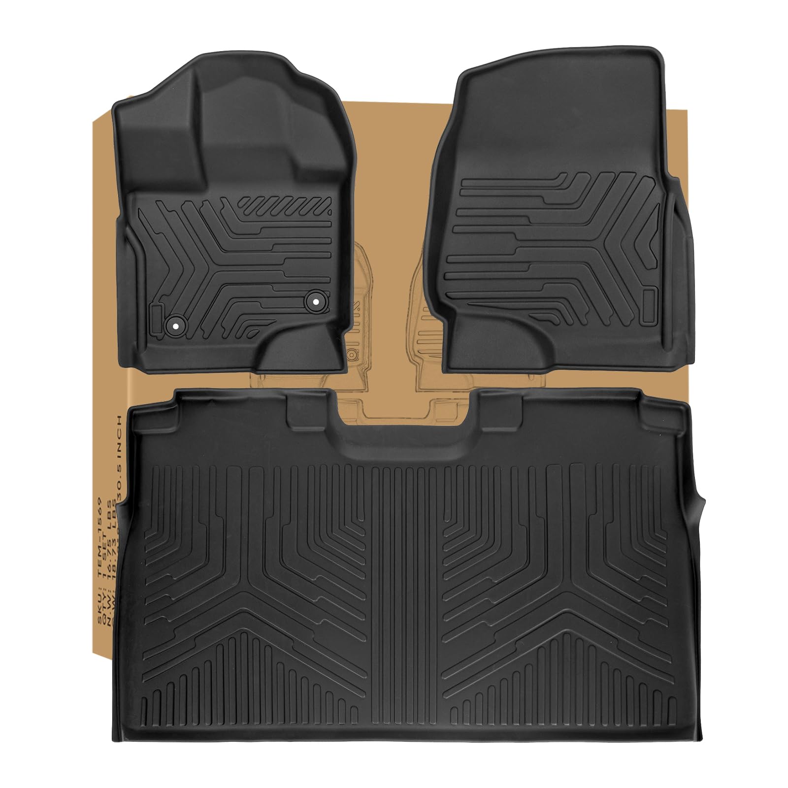 Weize Floor Mats Cargo Liner For Ford F150 Supercrew Cab 2015-2024 2025/2022-2025 F-150 Lightning Front & 2Nd Row All Weather Tp