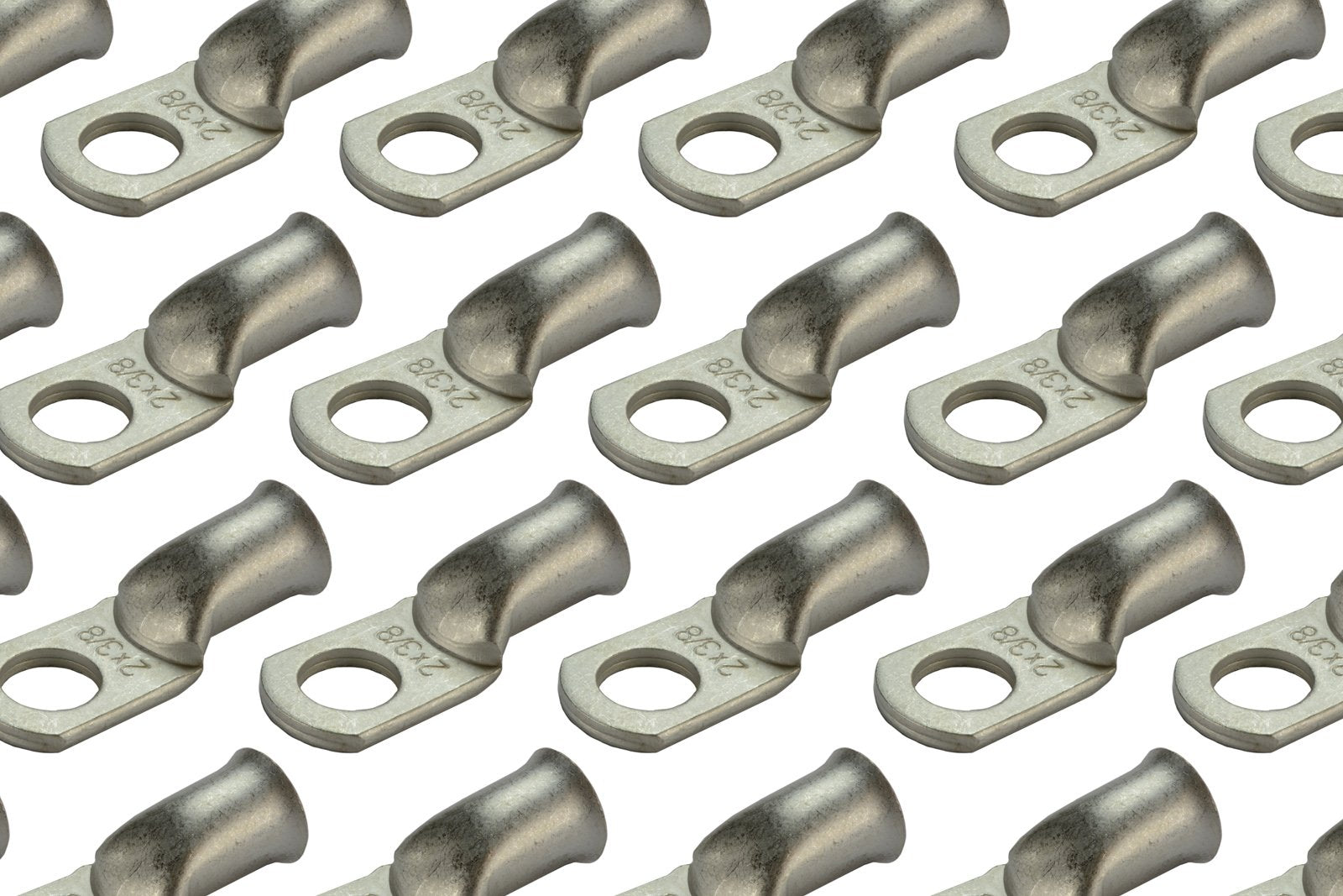 Temco 25 Pack Tinned Copper Welding Battery Cable Ends, Lugs Terminal 2 Awg 3/8'' Hole - Marine Grade (6 Awg To 1/0 Awg Options