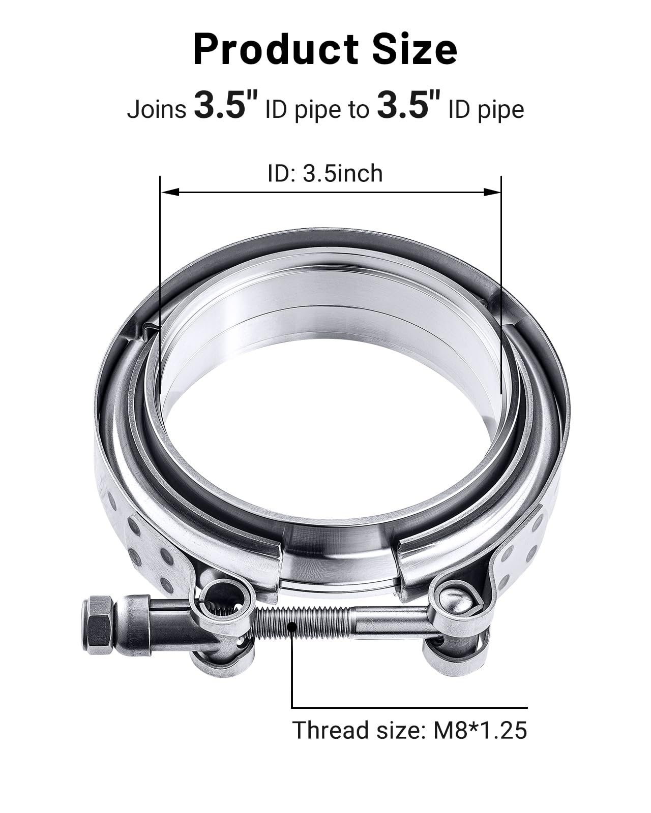 Evil Energy V Band Clamp With Flange Male Female Stainless Steel (4, 3.5'')