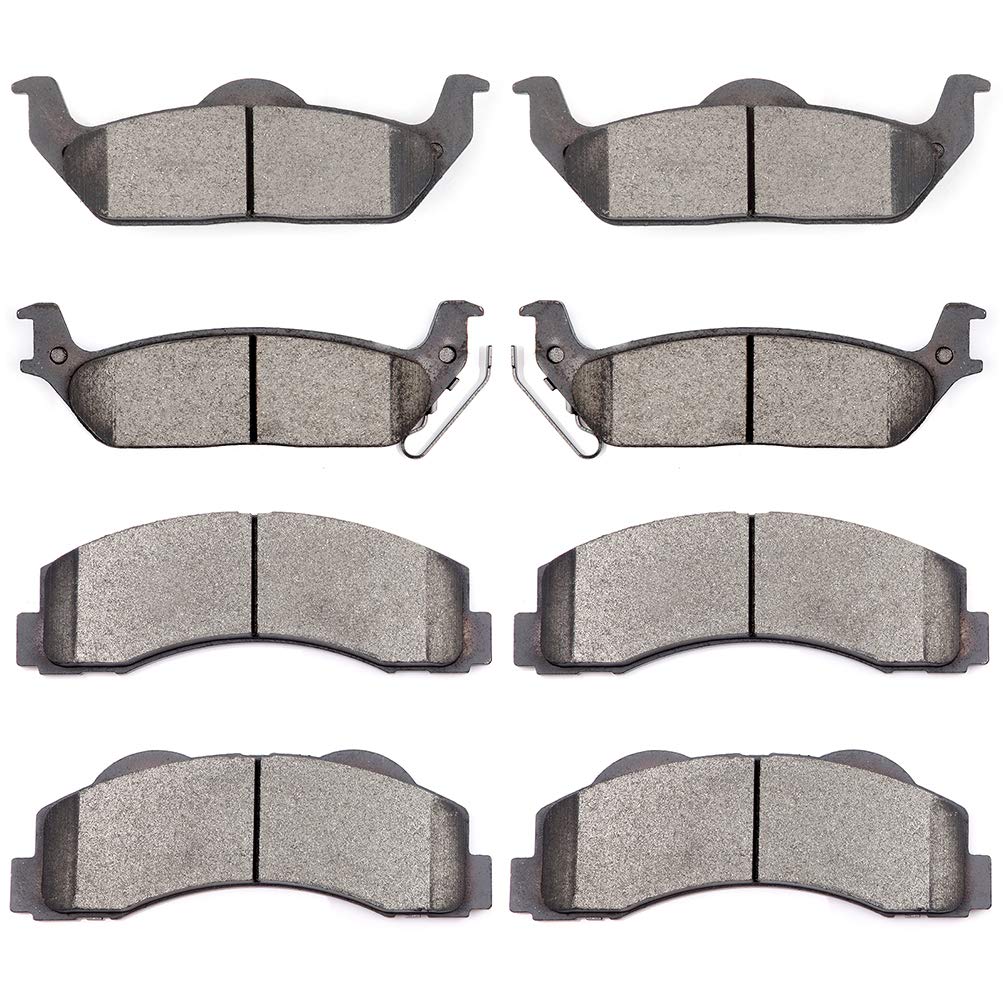 Scitoo Brake Pads Kits Front Semi-Metal Rear Ceramic 8Pcs Fit For 2010-2011 For Ford For F-150