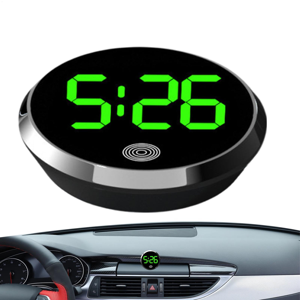 Digital Dashboard Car Clock, Stick On Clock for Car Dashboard, Automotive Digital Clock, with LED Time Display, Clear LCD Screen