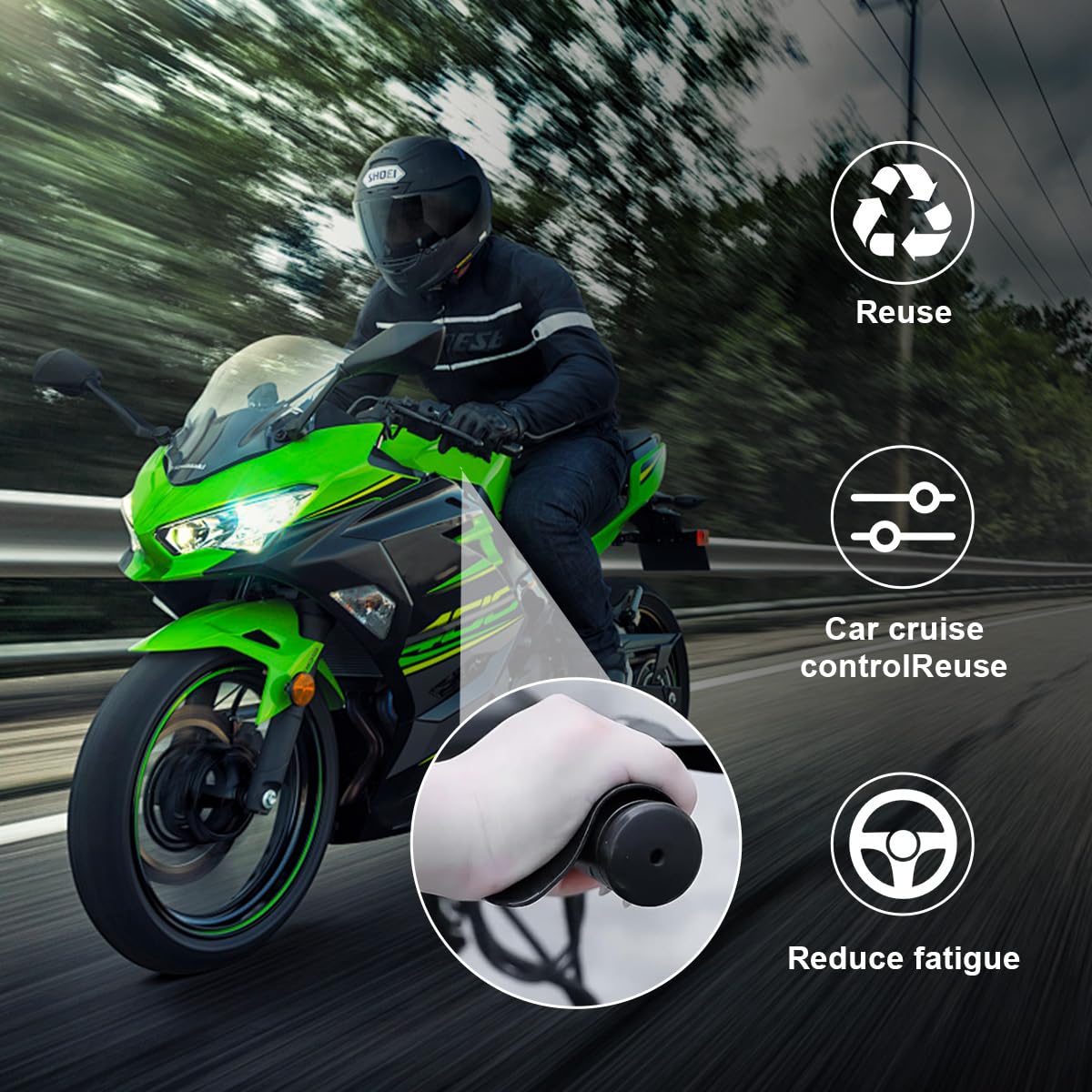 Suvnie 2 Pcs Motorcycle Cruise Control, Throttle Mounted Holder For Handlebar, Handrest Wrist Cruise Assist Grip For Scooters El