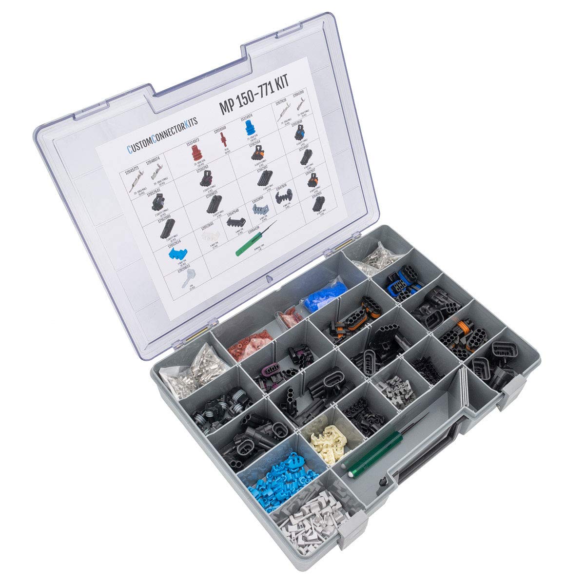 Lassos Boutique Delphi Metri-Pack Connector Kit MP-150-771, 771 Pieces, Sealed Automotive Electrical Connectors, 24-18 Gauge, Black