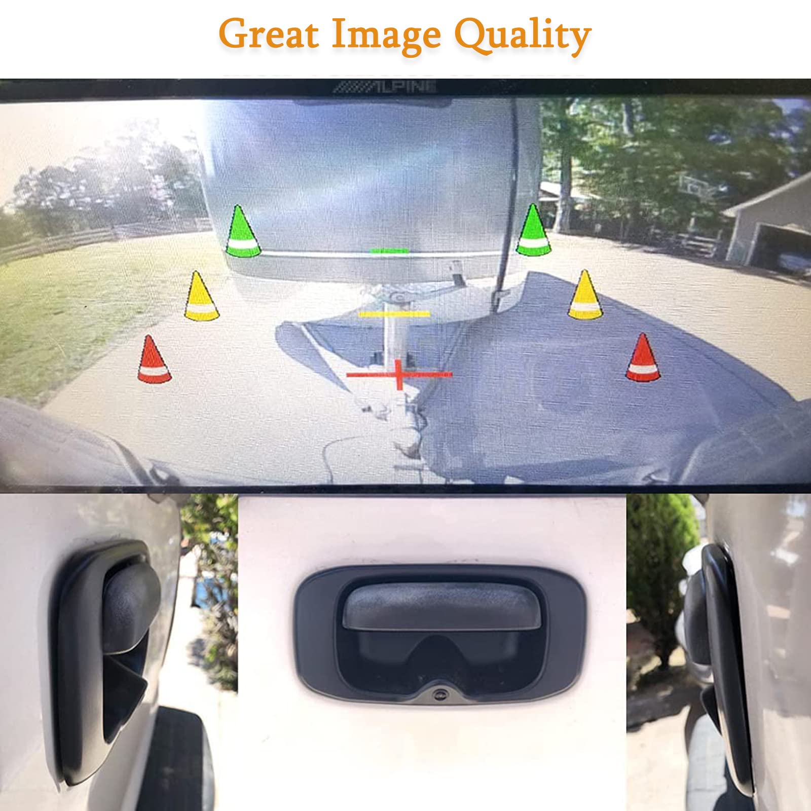 Eway Tailgate Handle Backup Reverse Camera With 4.3 Inch Rear View Mirror Monitor Kit For Chevy Silverado/Gmc Sierra Fleet Side
