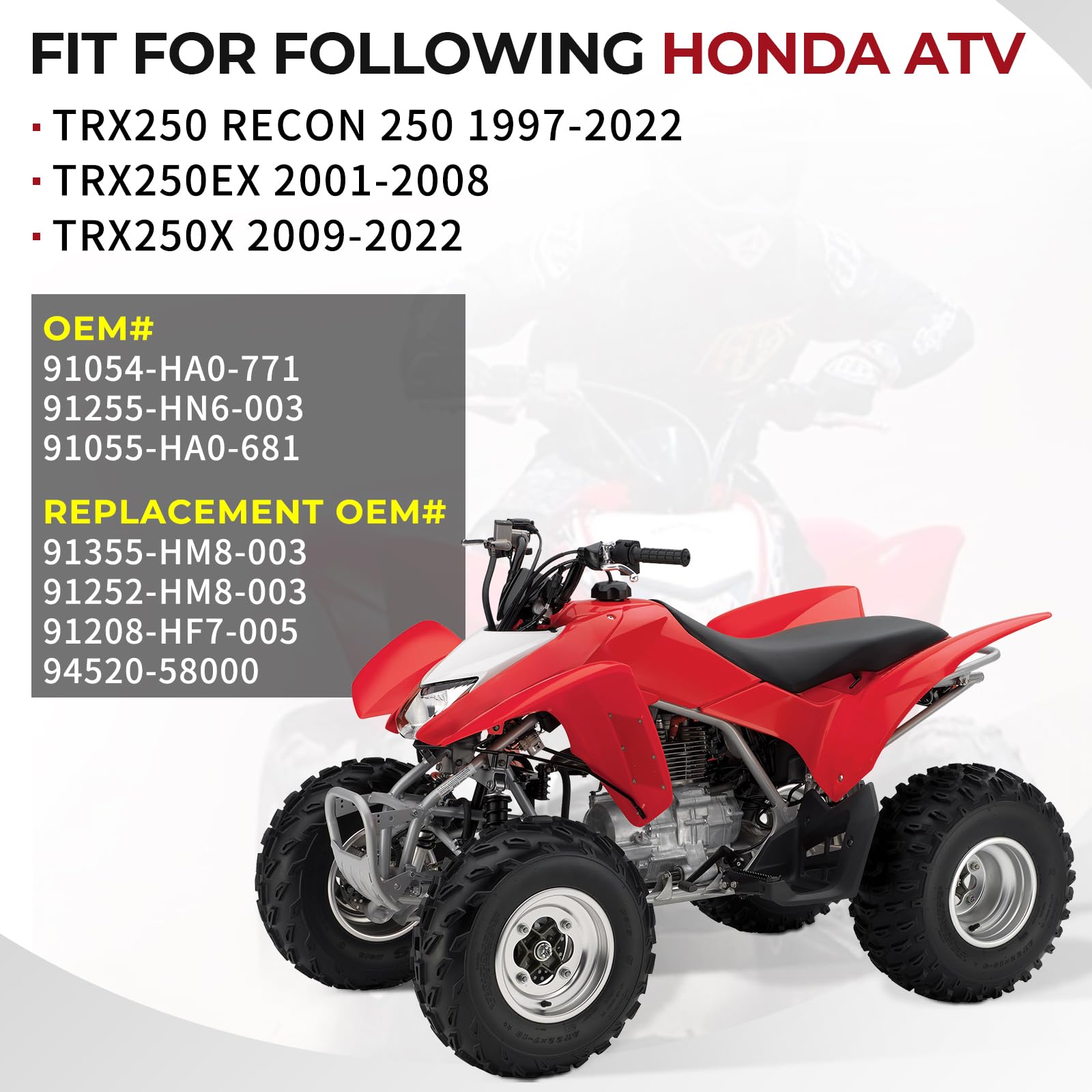 Rear Axle Bearing Seals For Honda Recon 250 Trx250 Trx250Ex Trx250X 1997-2022, Oem# 91054-Ha0-771 91255-Hn6-003 91055-Ha0-681