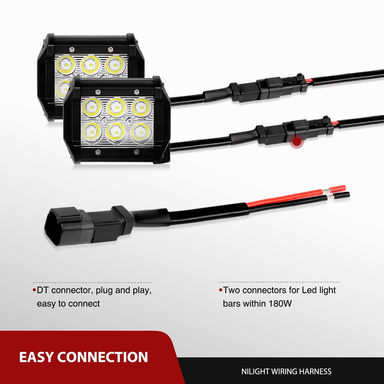 Nilight - 10036W 14Awg 11.5 Feet Dt Connector Wiring Harness Kit Led Light Bar 12V On Off Switch Power Relay Blade Fuse For Off