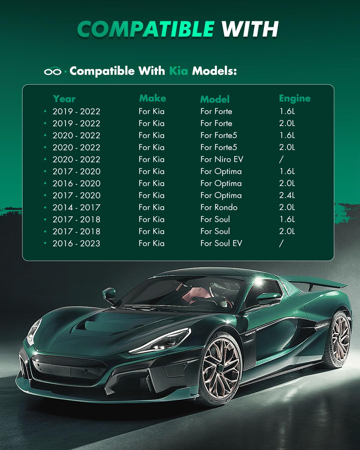 Scitoo Rear Disc Brake Pad Set 4Pcs W/Hardware Fit For Hyundai 2016 2017 2018 2019 2020 2021 2022 2023,For Kia 2014 2015 2016 20