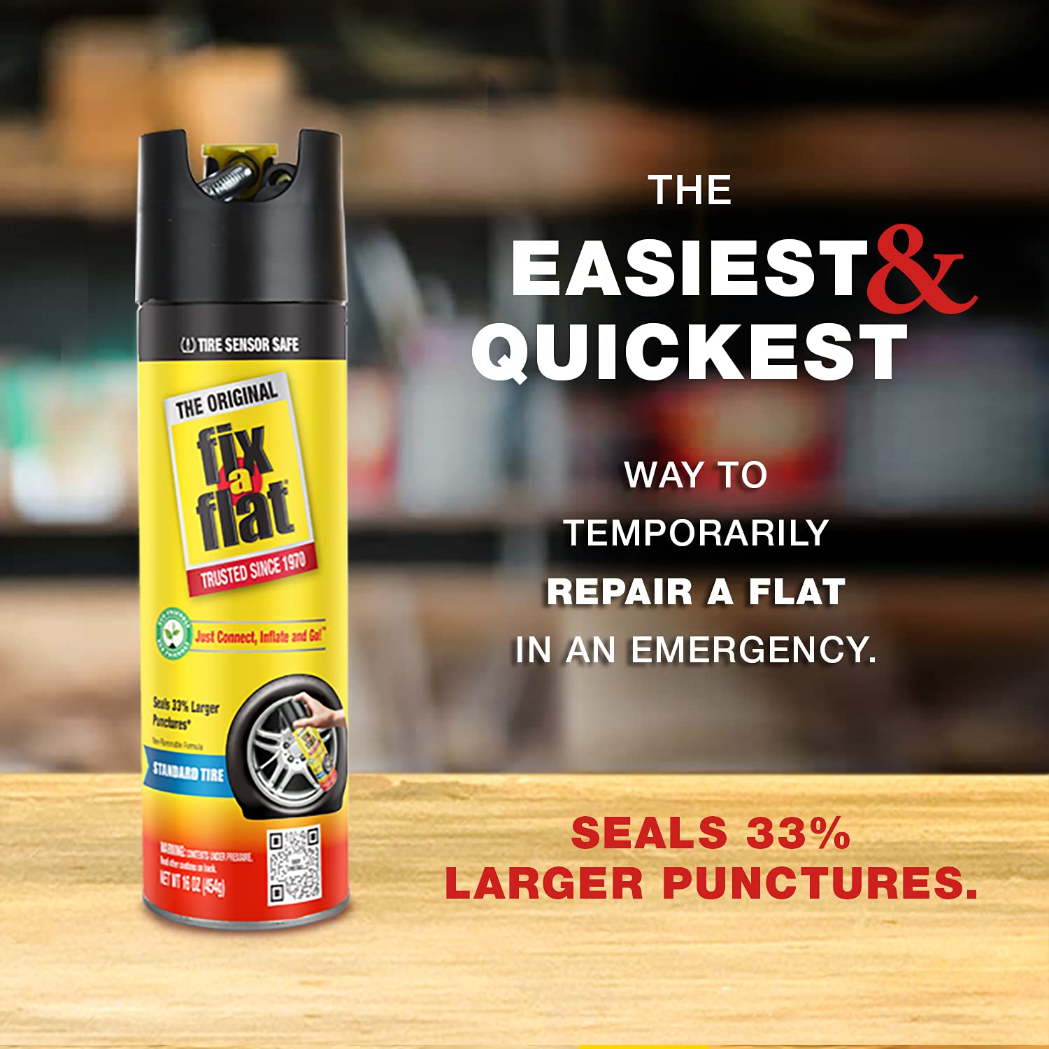 Fix-A-Flat S60197 Aerosol Emergency Flat Tire Repair And Inflator, For Standard Tires, Universal Fit For All Cars, 16 Oz (Pack O