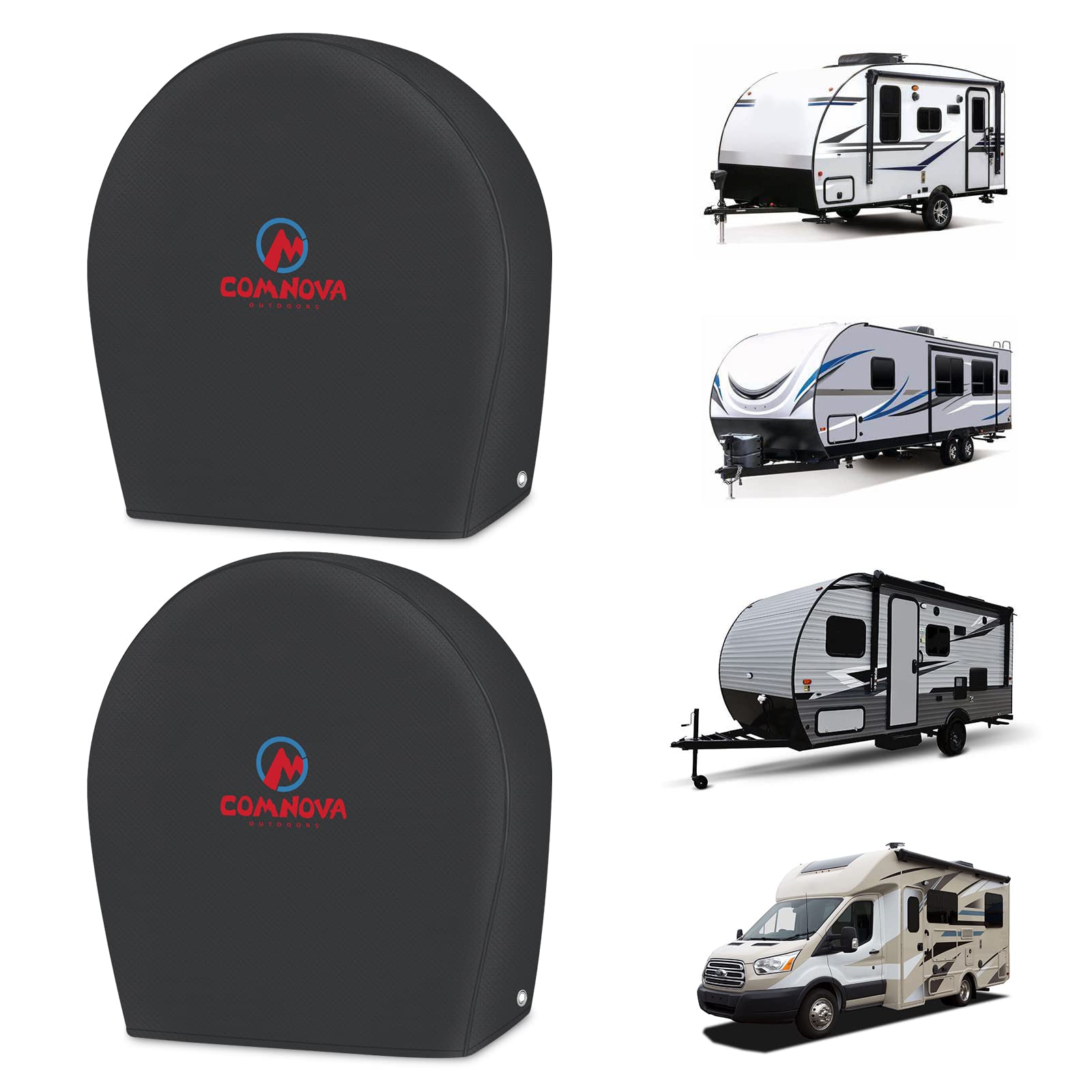 Comnova Rv Tire Covers 2 Pack - 600D Tough Tire Wheel Cover Protector For Rv, Truck, Suv, Trailer, Camper, Motorhome, Boat And Van, Heavy Duty & Waterproof Tire Cover, Fits Tire Diameters 30-32 Inch