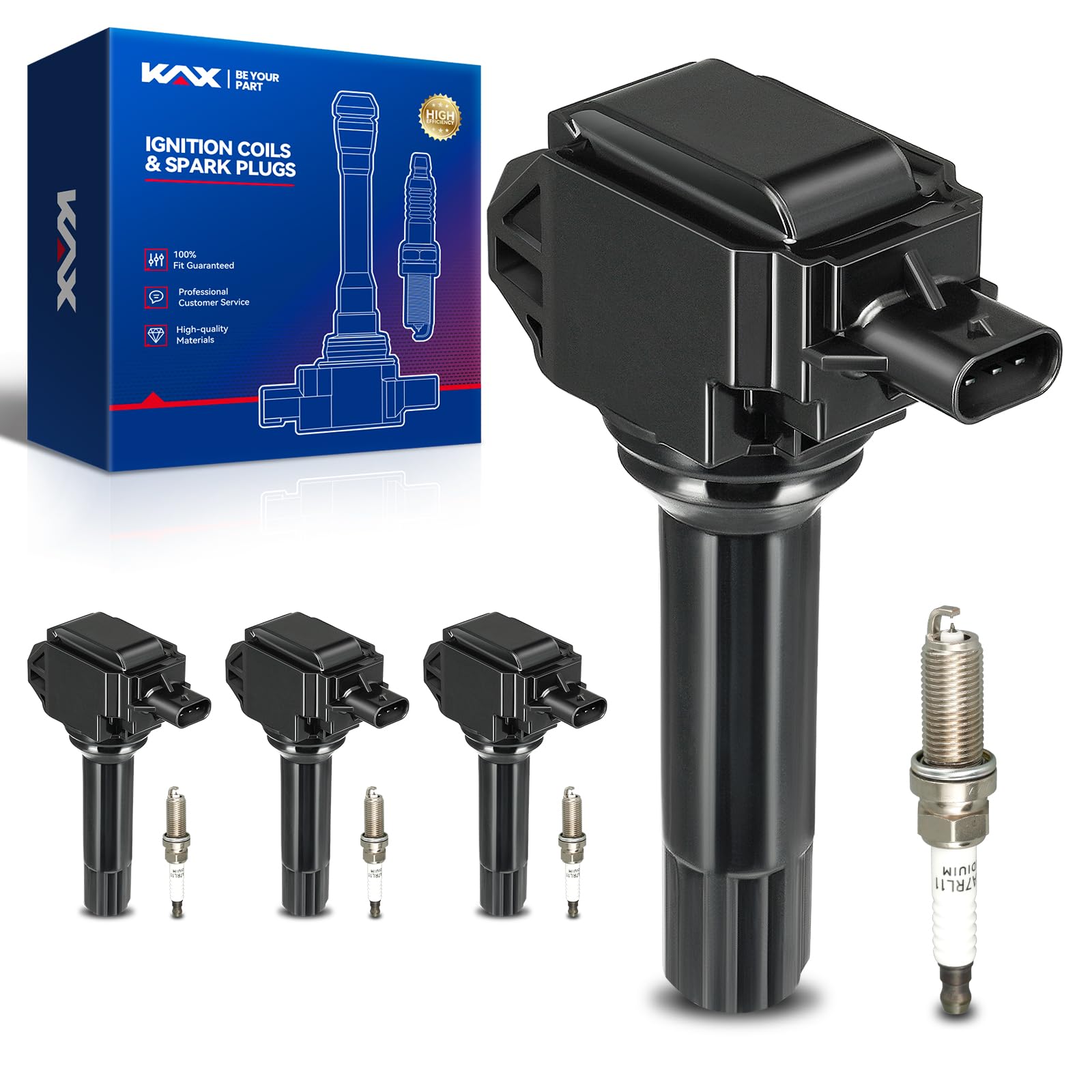 KAX 4-Pack Ignition Coils and Double Iridium Spark Plug Set Compatible with Subaru 2014-16 Forester 2.5L, 2013-14 Outback 2.5L, 