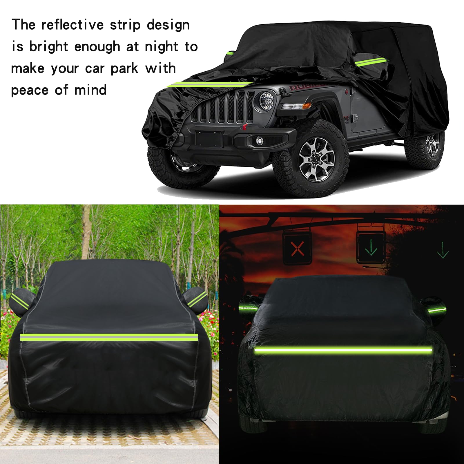 JZAHYUK Waterproof Car Cover for Jeep Wrangler 2 Door, All Weather for Jeep Rain Cover for Automobiles, Outdoor Full Exterior fo