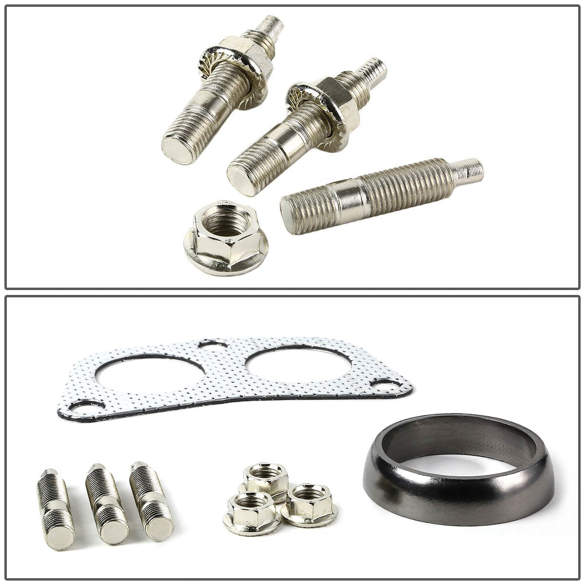 Dna Motoring Gkt-A-2-Dp-Dnt-Gpt-Kit Graphite Aluminum Gasket Plus Donut, Studs, Bolts Kit,Metallic