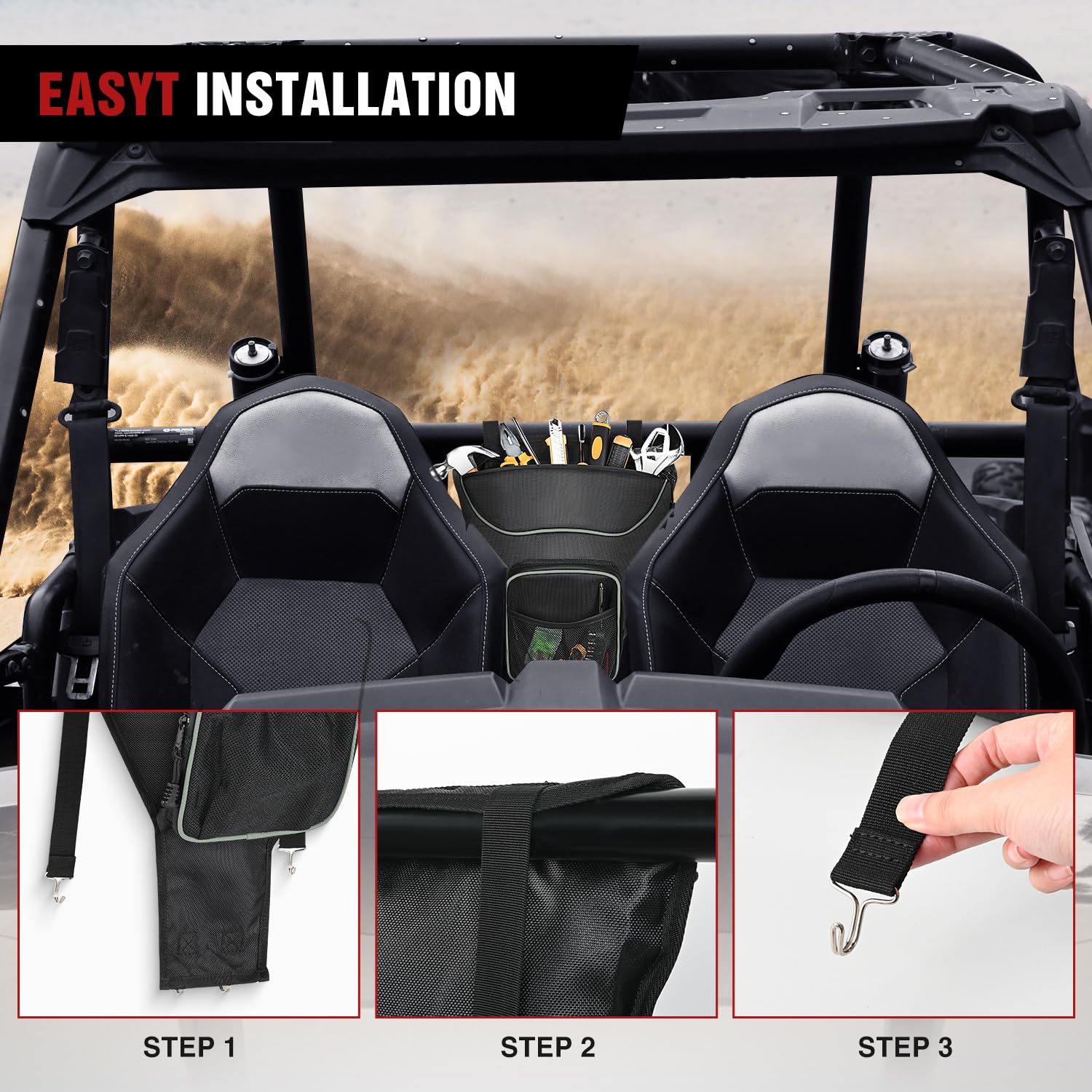 Frokom RZR Storage Bag,1680D UTV Center Bag with Multiple Pockets, UTV Cab Pack Center Seat Bag Fit for Polaris RZR XP 1000 Turb