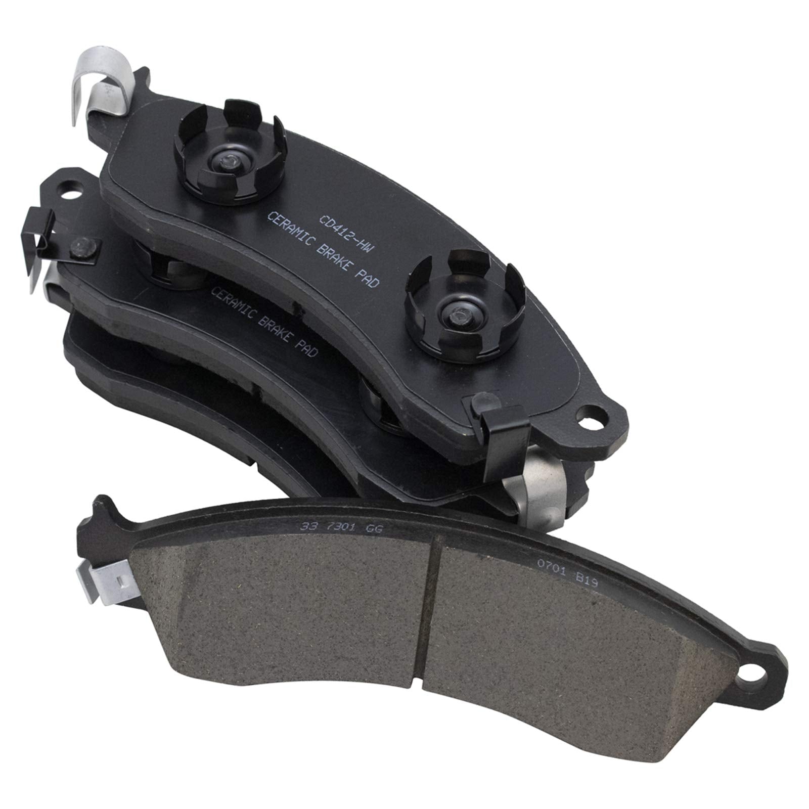 TRQ Front Brake Pads Ceramic Compatible with 1985-1991 Chevrolet Camaro 1988-1996 Corvette 1994-2004 Ford Mustang 1988-1992 Pont