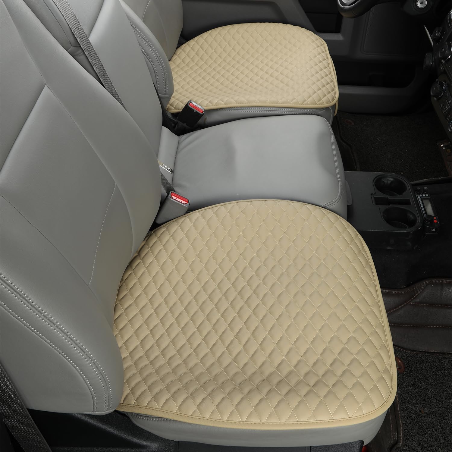 West Llama Pu Leather Car Seat Covers Protectors, Bottom Seat Covers For Cars Fit Ford F-150,F-250,F-350(Beige)