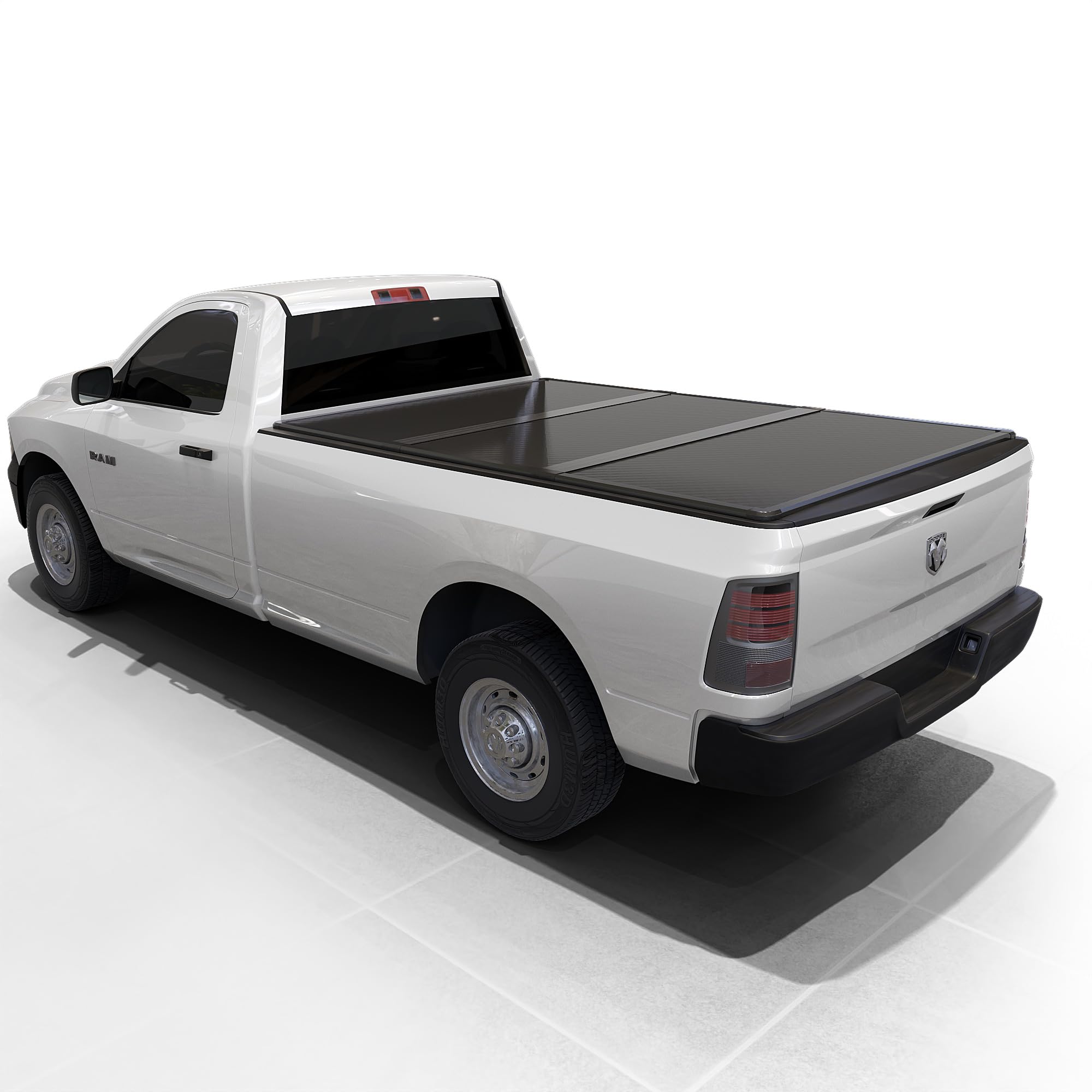 Toptiny Hard Folding Truck Bed Tonneau Cover|Htf081|Fits Dodge Ram 1500(2002-2025), 2500&3500(2003-2025) 8Ft Long Box W/O Rambox