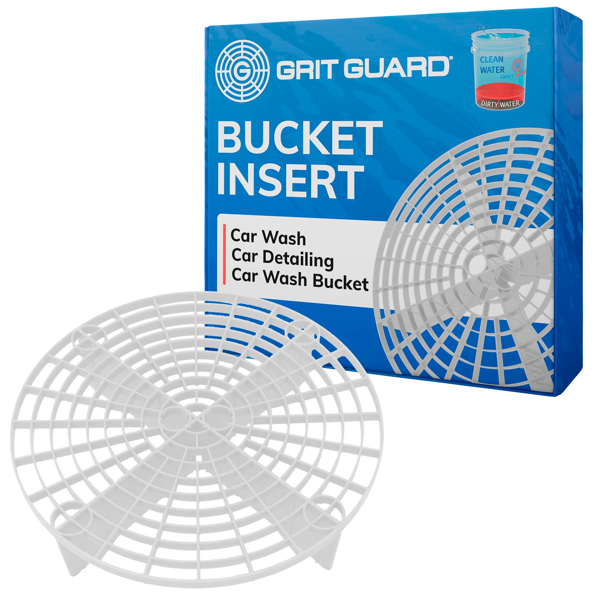 The Original Grit Guard White Bucket Insert - 10'' Diameter Car Wash Bucket For Car Washing, Detailing Compatible With 3.5, 4, 5
