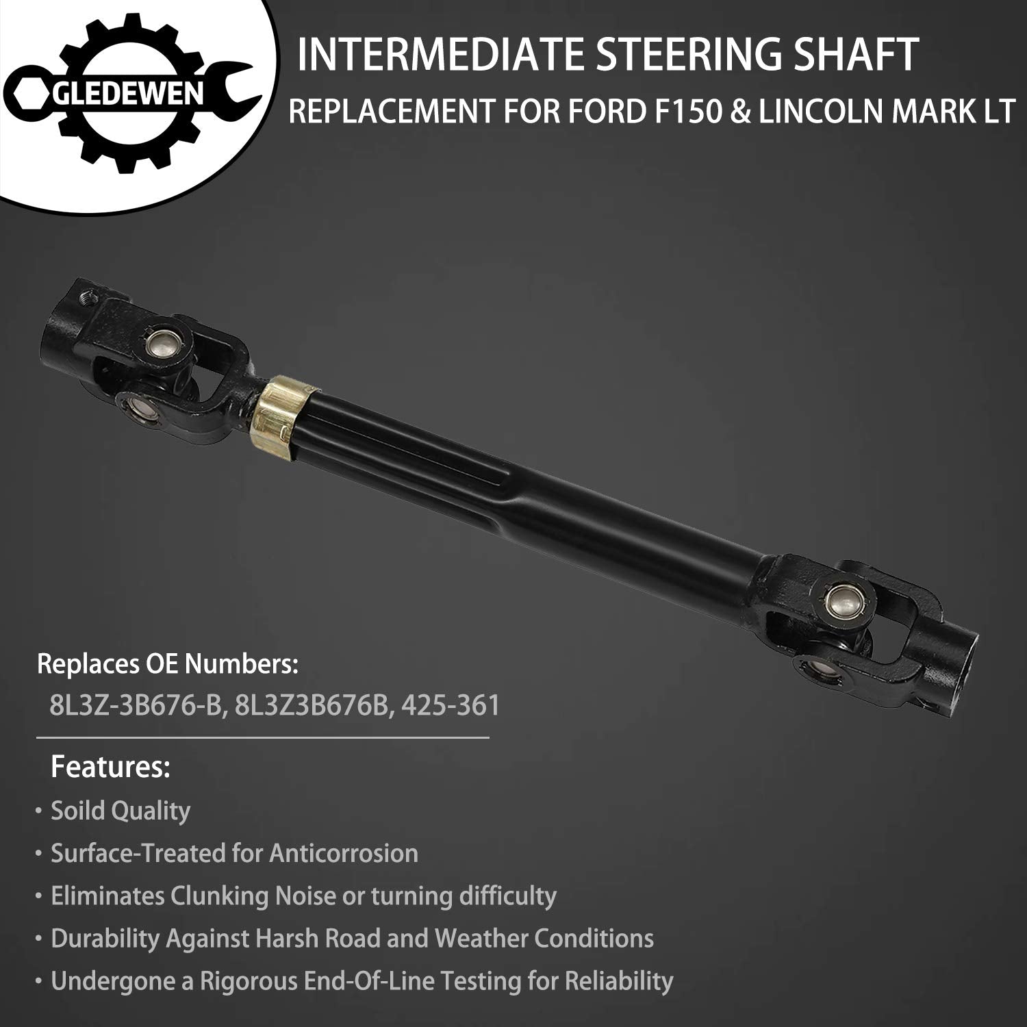 Gledewen Steering Column Lower Intermediate Steering Shaft With U-Joint Coupler | Replacement For 2004-2008 Ford F-150, 2006-200