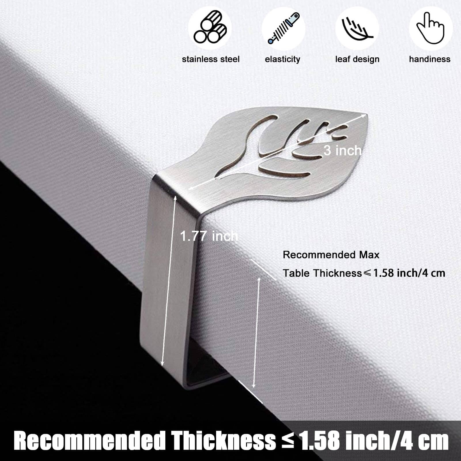 CUNGLIN Table Cloth Holder Clips 10 Pack, Leaf Shape Picnic Tablecloth Clip Outdoor Large Heavy Duty Stainless Steel Decorative