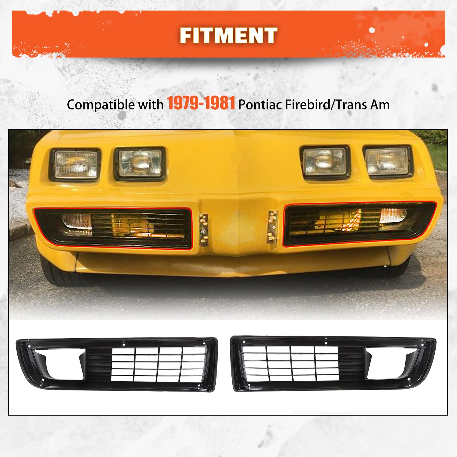 Ecotric Front Grill Compatible With 1979 1980 1981 Pontiac Firebird/Trans Am Grilles Set W/Fitting Kit Pair