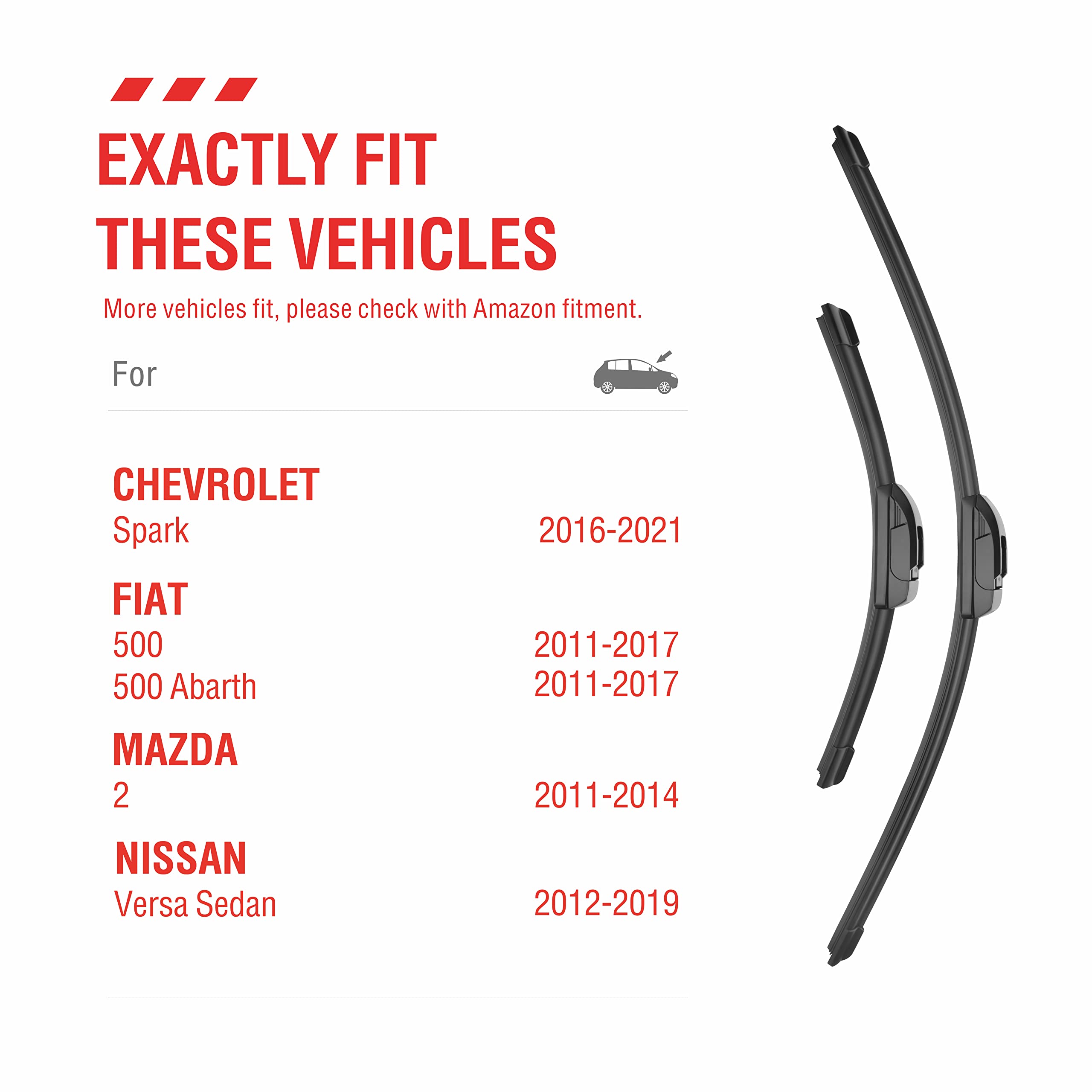 Oem Quality Performance Premium Wiper Blades 24 14,All-Season Auto Replacement Windshield Wiper Blades,Fit Chevrolet Spark 2016-