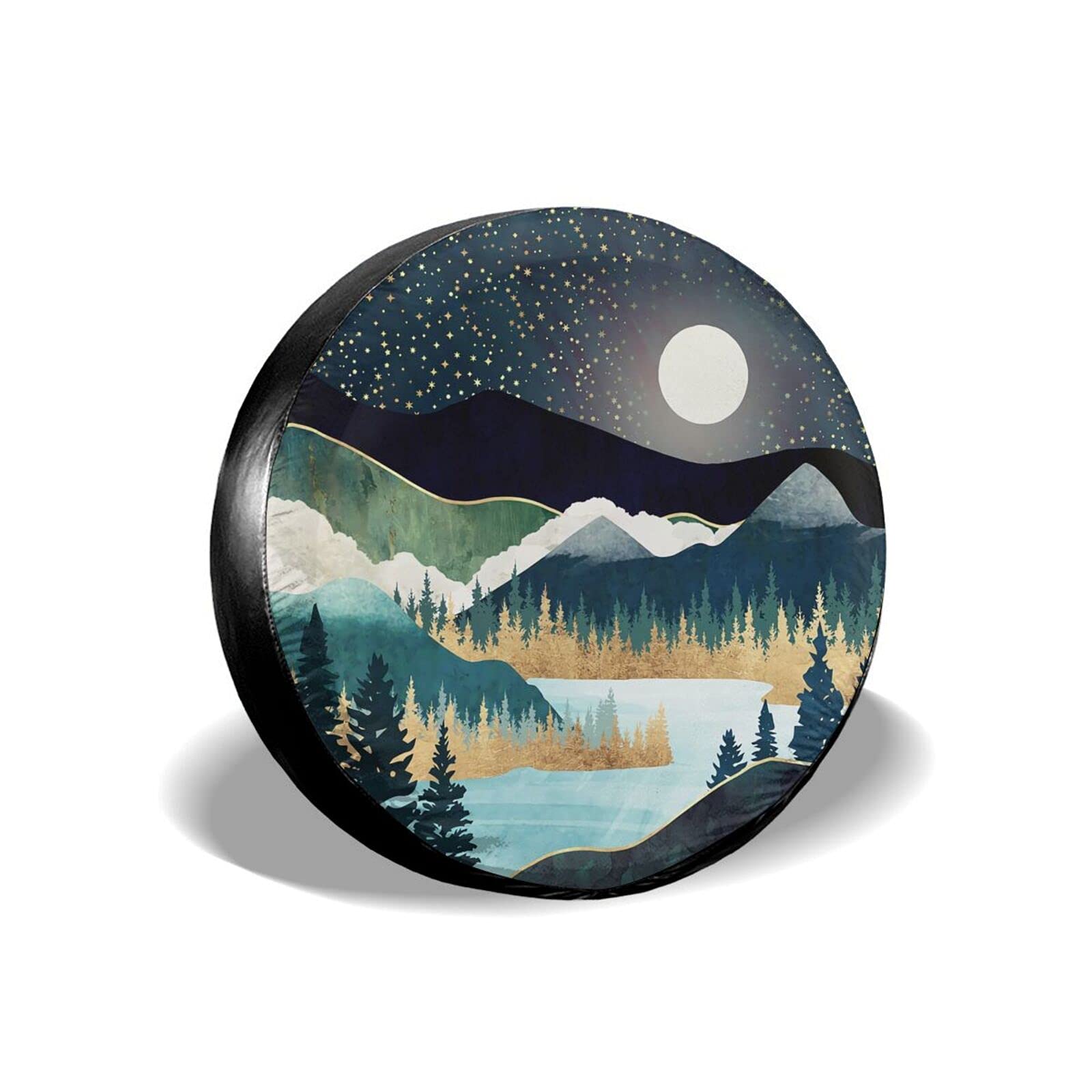 Cozipink Abstract Mountains Deer Lake Landscape Spare Tire Cover Wheel Protectors Weatherproof Wheel Covers Universal Fit For Trailer Rv Suv Truck Camper Travel Trailers Accessories 14 15 16 17