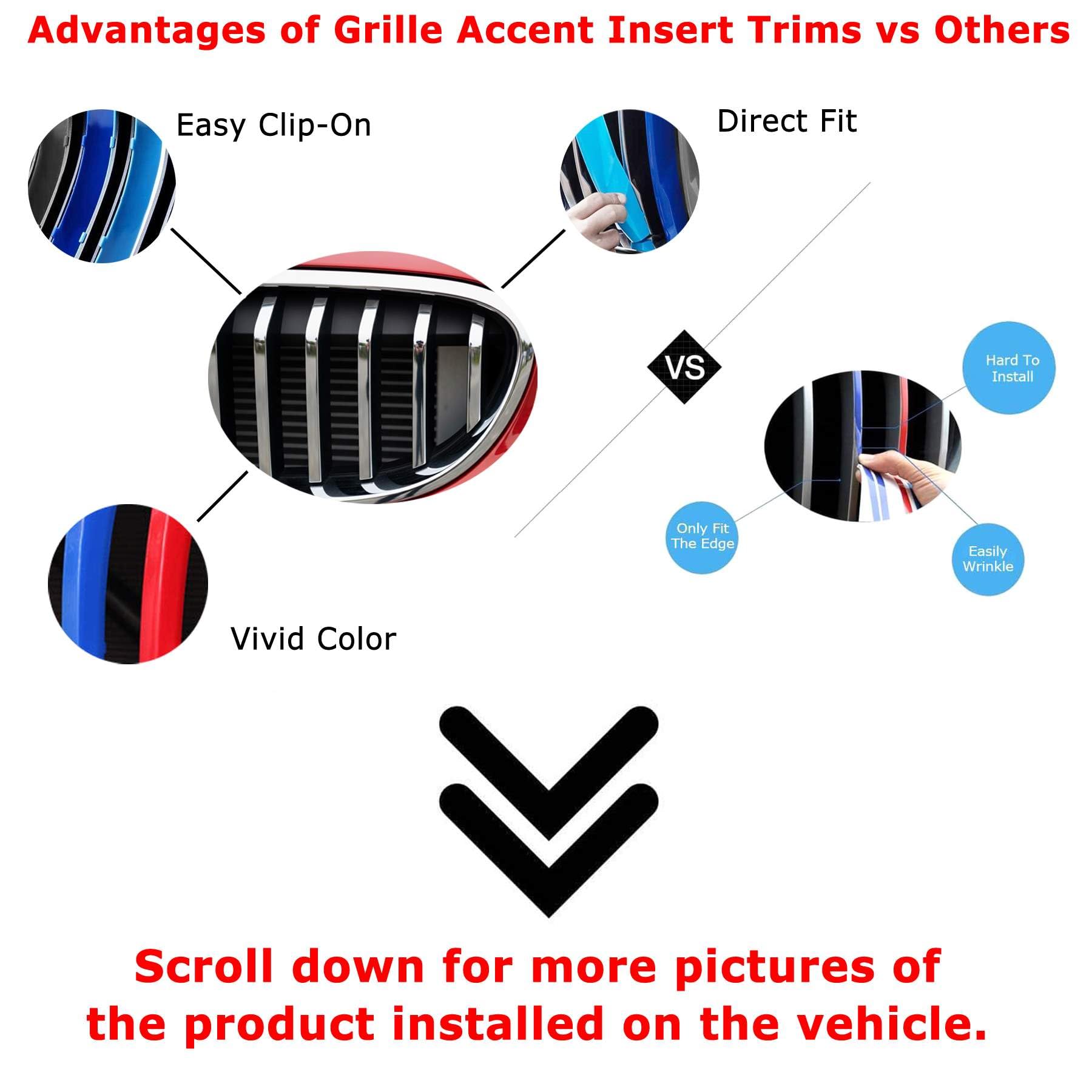 Ijdmtoy Exact Fit ///M-Colored Grille Insert Trims Compatible With 2009-2012 Bmw E90 E91 Lci 3 Series 325I 328I 330I 335I Front