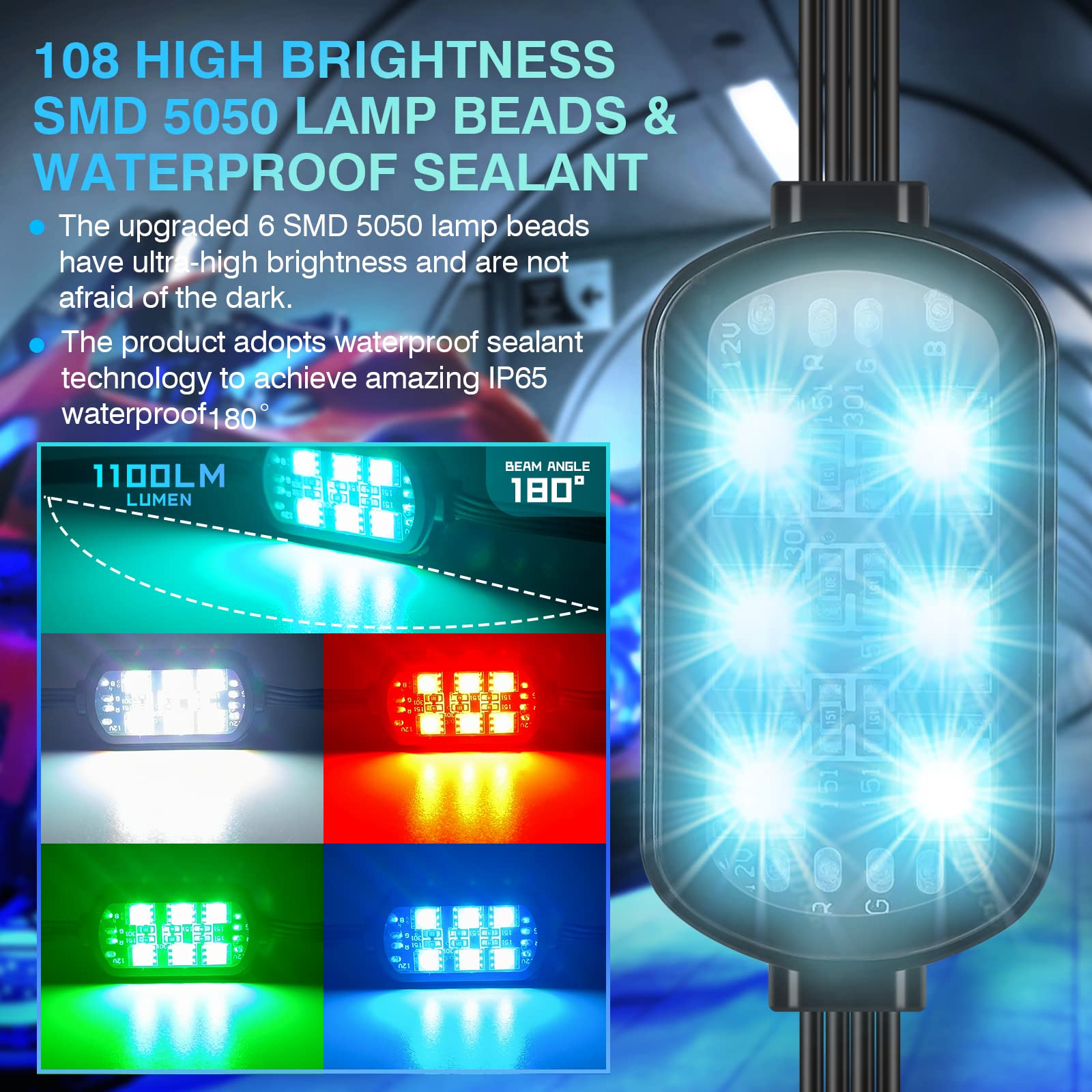 Ld Darkeagle 14Pcs Motorcycle Rgb Led Lights Kit With Brake Turn Signal, Motorcycle Led Underglow Kit With App/Rf Remote Control