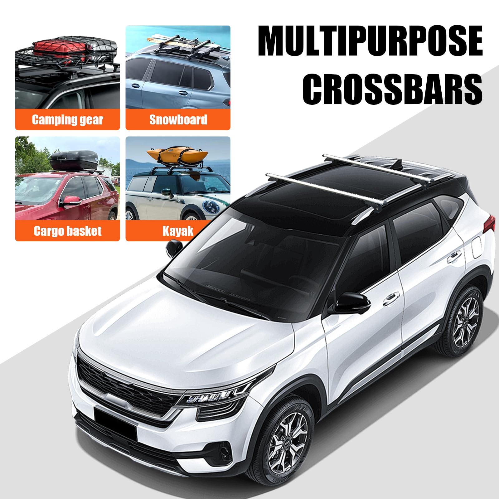 MAXXHAUL 52'' Aluminum Roof Rack Cross Bars (150LB) - Locking System, Fit All Raised Rails for SUV/Van/Sedan | Easy Install, Cor
