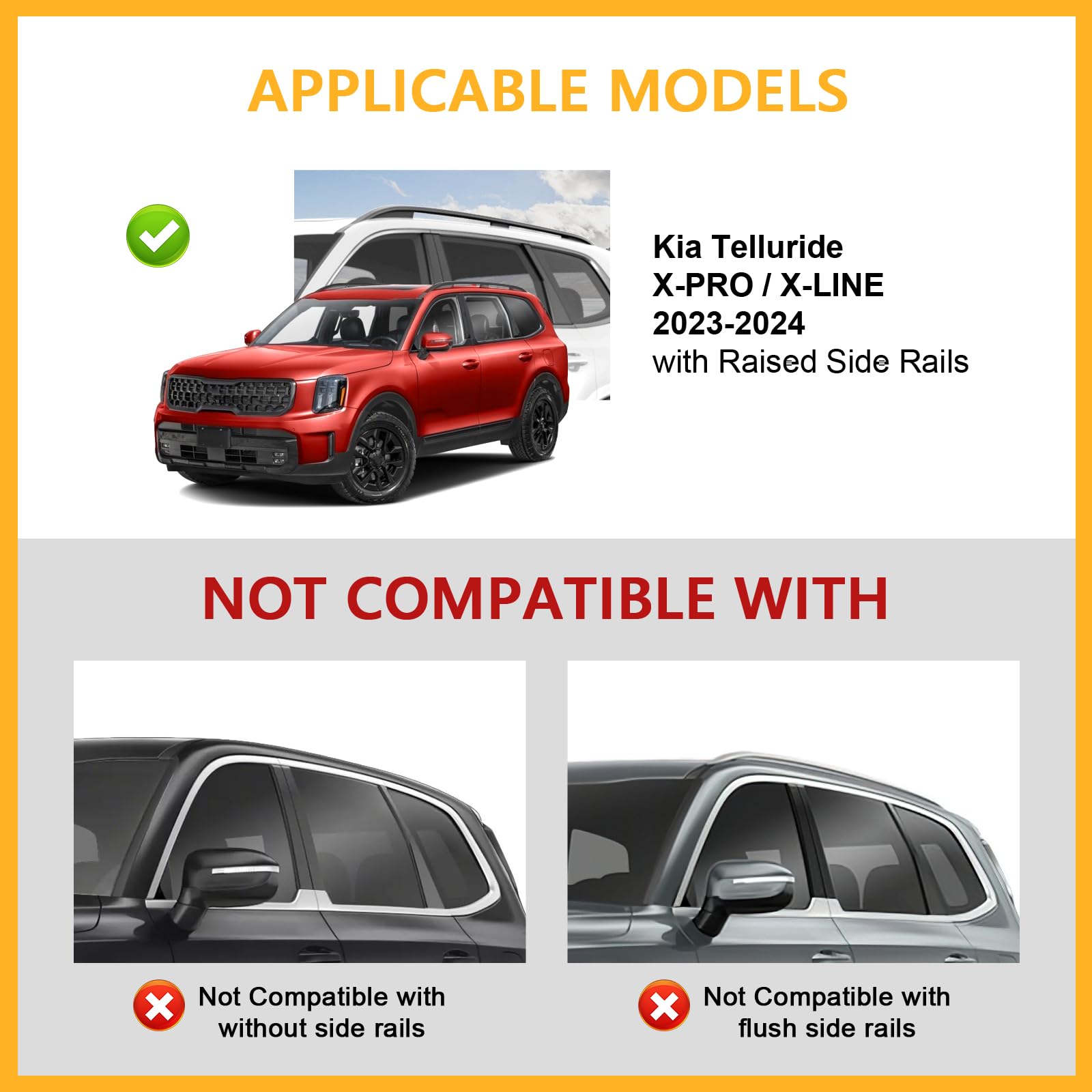 Tuyoung 220lbs Lockbale Roof Rack Cross Bars Compatible with KIA Telluride 2023 2024 2025 X-PRO & X-LINE with Raised Side Rails,