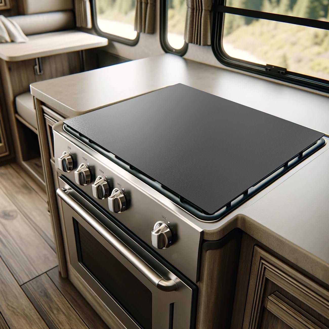 Aluminum RV Stove Top Cover & Gas Burner Board - Dual Non-Slip Design, Essential Camper Kitchen Accessory for Space Optimization