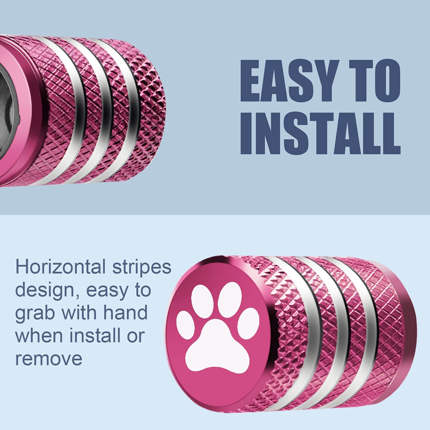 Tire Valve Stem Cap Cover - (5 Pack) Tire Air Cap Metal With Plastic Liner Corrosion Resistant Leak-Proof American Flag For Car Truck Motorcycle Bike Pink