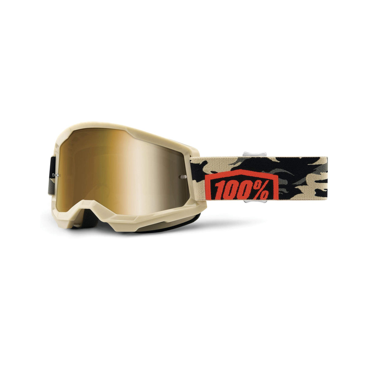 100% Strata 2 Motocross & Mountain Bike Goggles - Mx And Mtb Racing Protective Eyewear (Kombat - True Gold Lens)