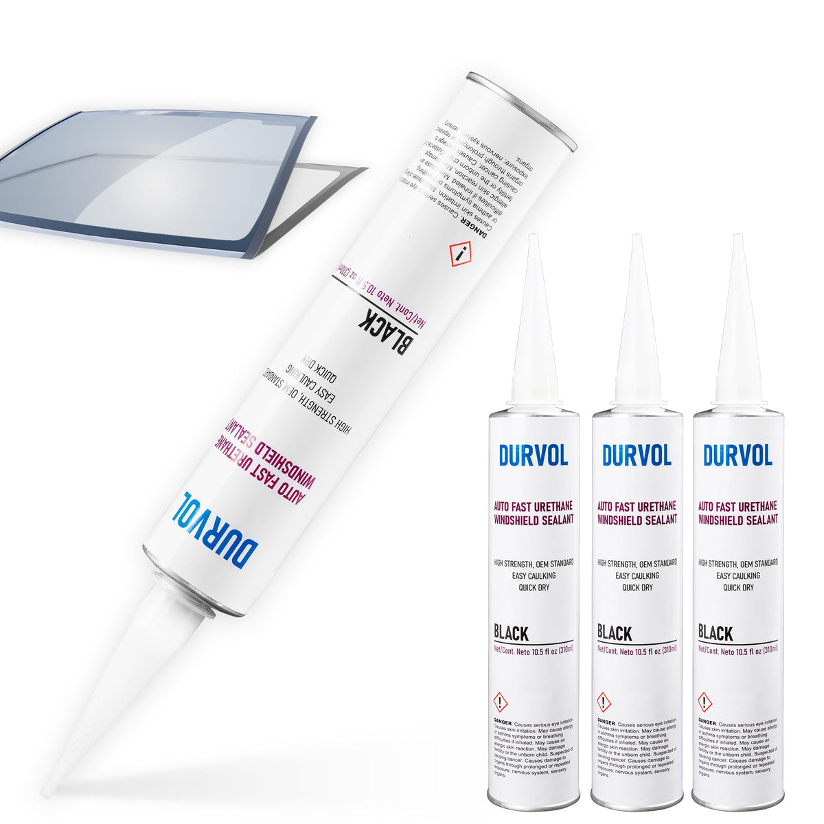 Durvol Auto Glass Urethane Windshield Adhesive Sealant Pack Of 4 Black