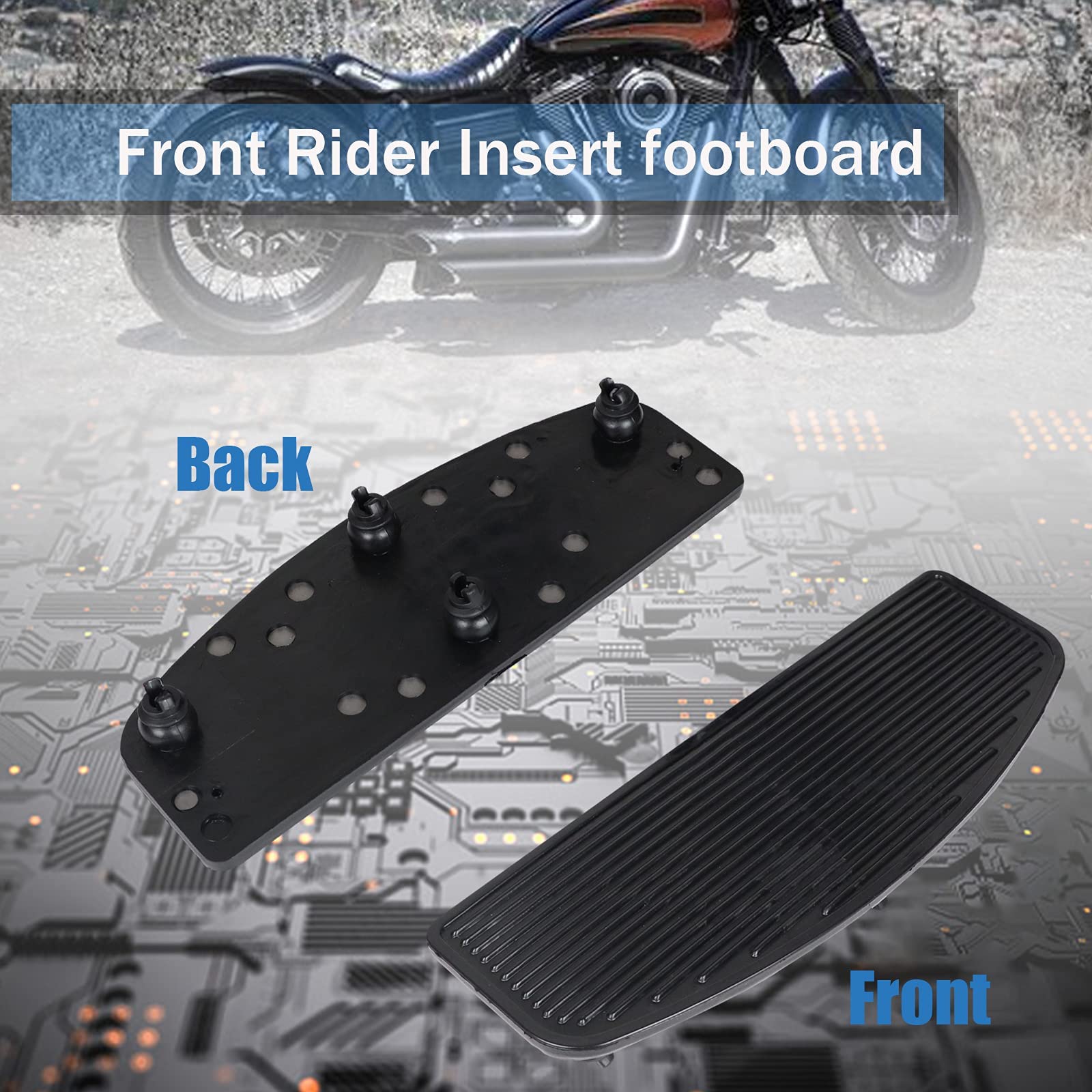 Aufer 2Pcs Motorcycle Front Driver Rider Inserts Floorboards Foot Peg Footrest Footboards Compatible With For Touring Electra Gl