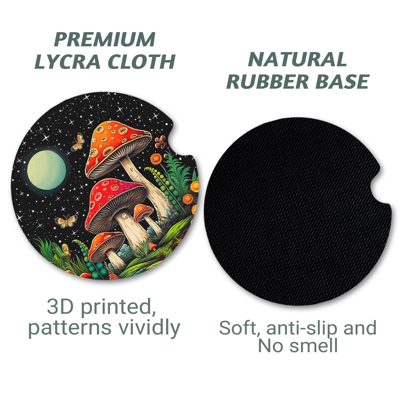 Yonlevres Car Coasters for Cup Holders,2.75 '' Anti Slip Rubber Mat with A Finger Notch, 2 Pack Car Cup Holder Coasters for Car