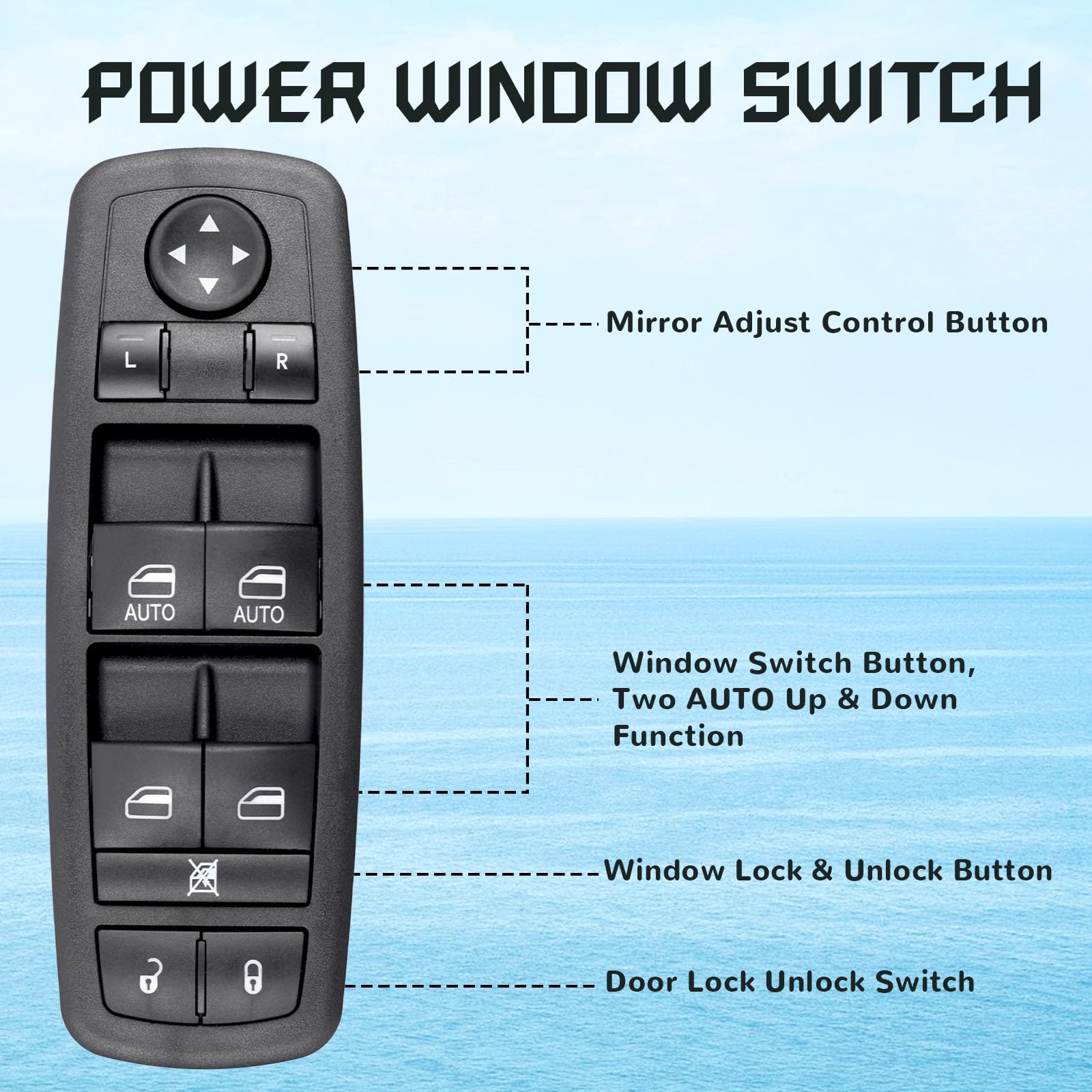Master Power Window Switch Replacement For 2012-2014 Chry-Sler 300, 2013-2014 Dodge Charger, 2012-2019 Dodge Journey, 68139805Aa