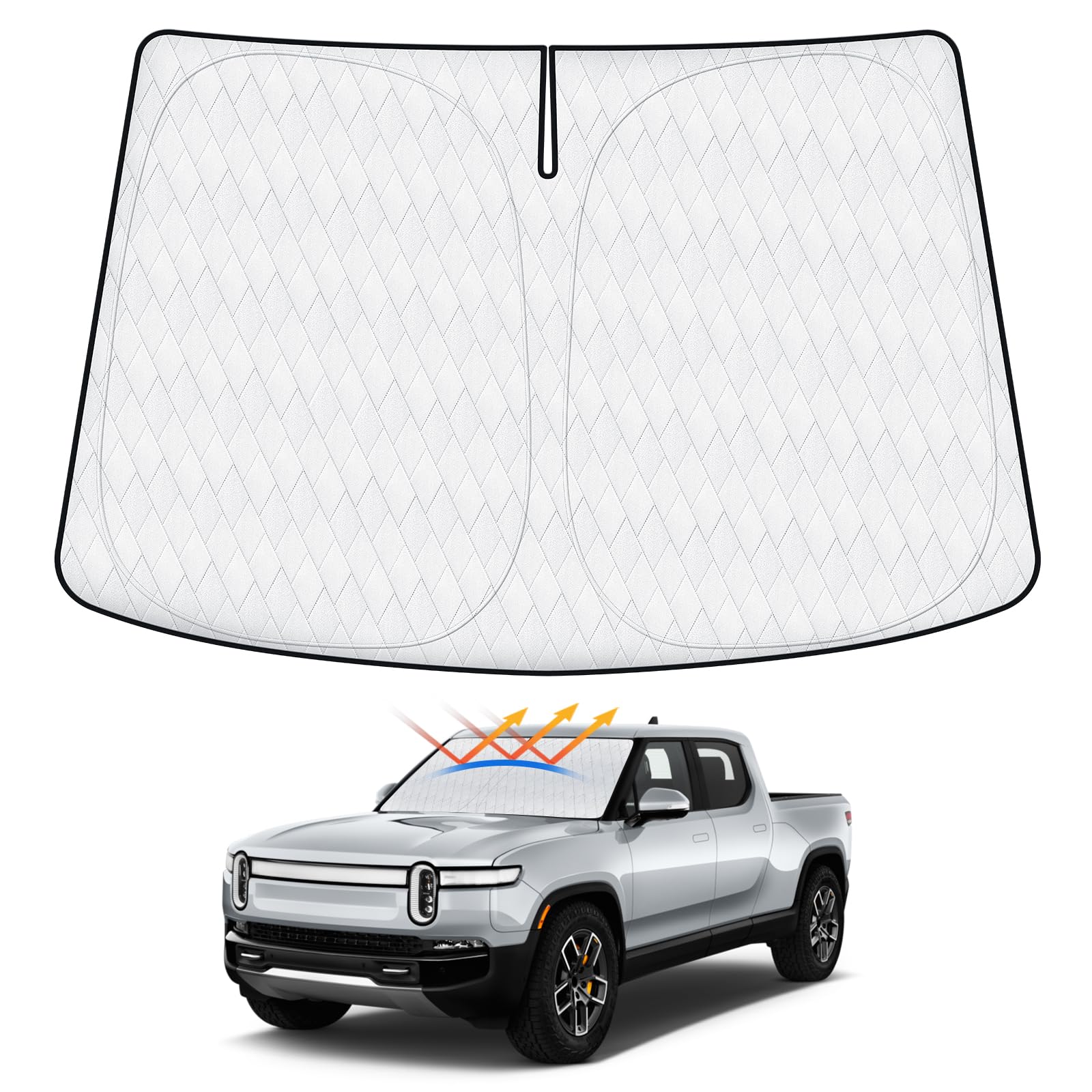 Cartist 5-Layer Windshield Sun Shade Custom Fit For Rivian R1T 2022 2023 2024 2025 Accessories Foldable Car Front Window Sunshad