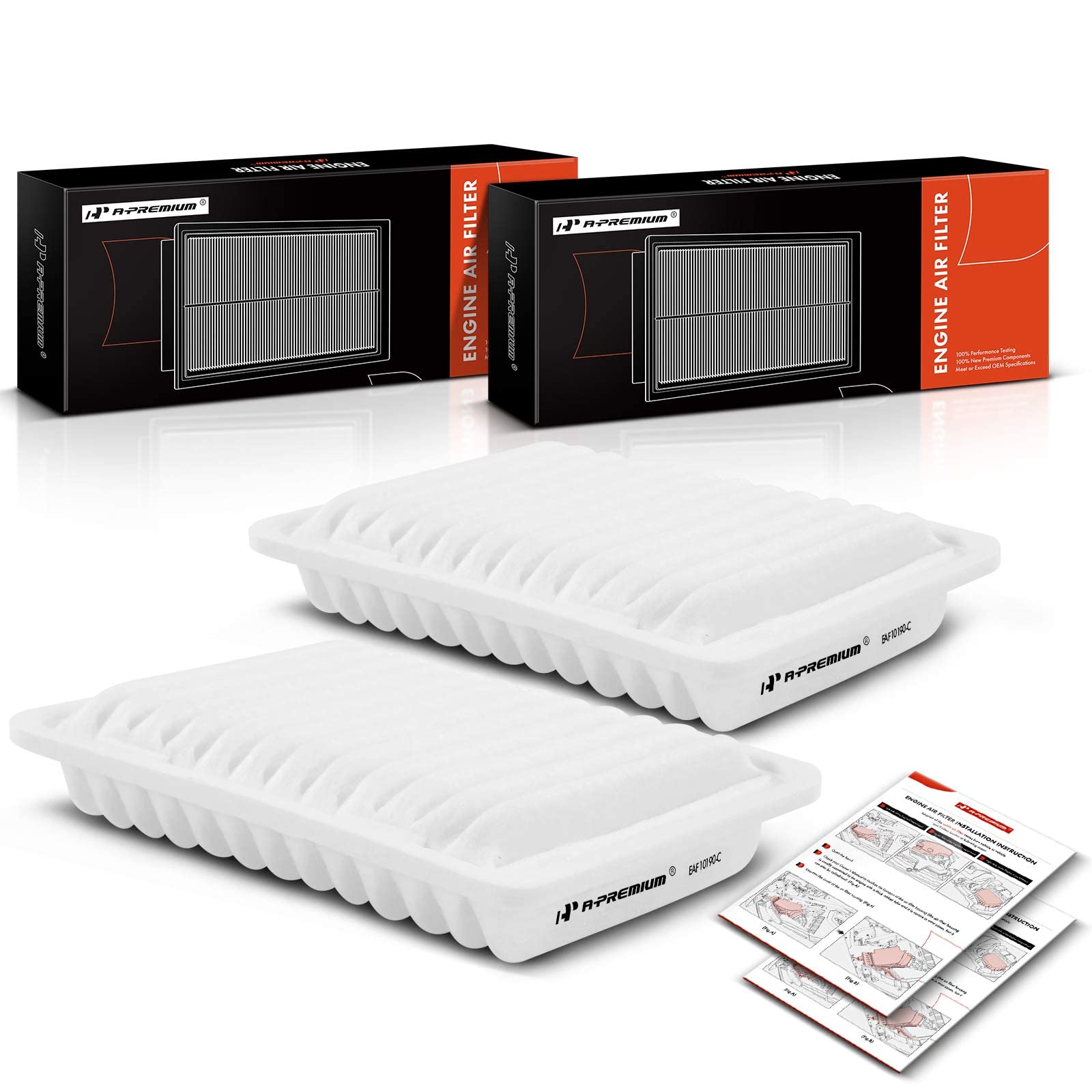 A-Premium 2-PC Engine Air Filter Compatible with Toyota, Pontiac & Scion Models - Corolla 2009-2019, Matrix 2009-2014, Yaris 200