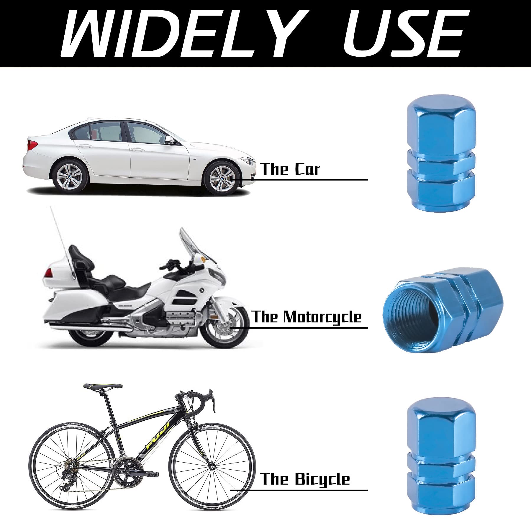 Justtop Car Tire Valve Stem Caps, 12Pcs Air Caps Cover, Universal For Cars, Suvs, Bike, Trucks And Motorcycles-Pale Blue