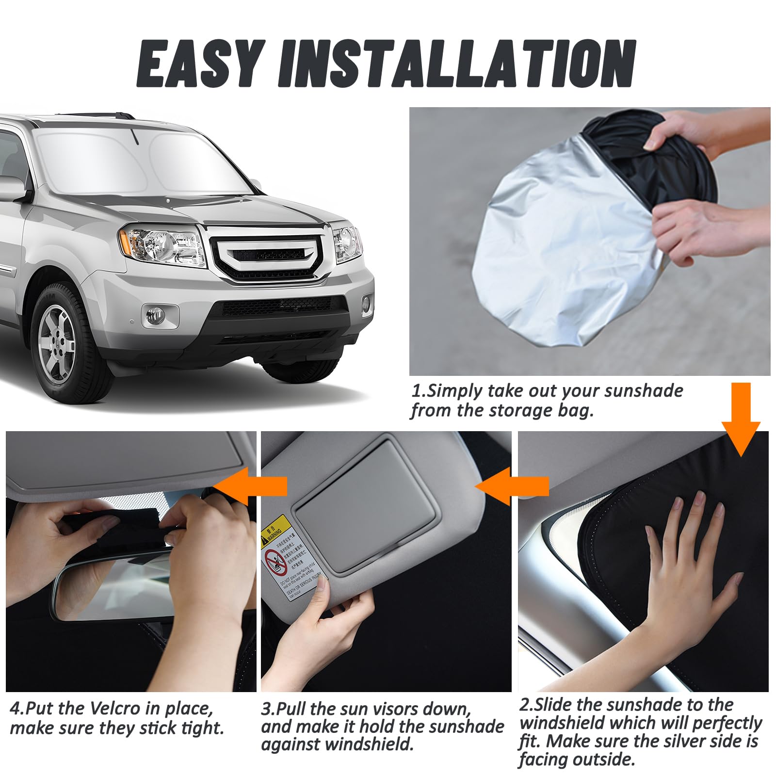 D-Lumina Windshield Sun Shade For 2009-2015 Honda Pilot Accessories, Front Window Sunshade Sun Visor Protector Block Uv Rays Hea