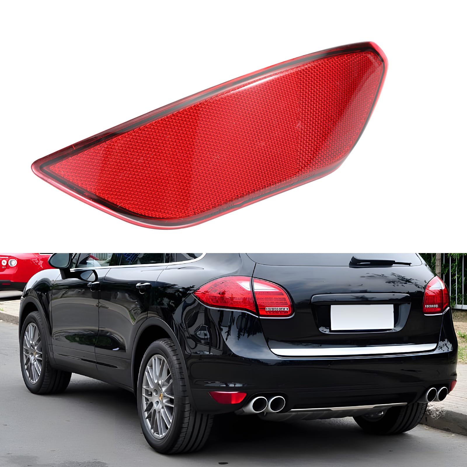BINB ROAD Left Rear Bumper Reflector Light LED Driver Side Red Trim 95863110500 Compatible with Porsche Cayenne 2011 2012 2013 2
