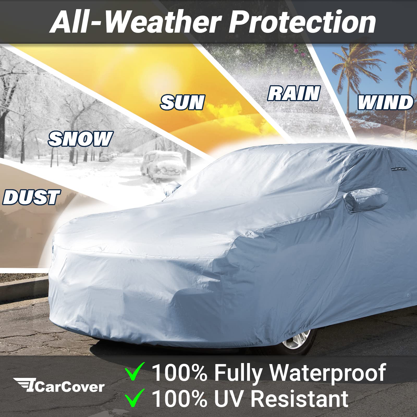 Icarcover Premium Car Cover For 1991-1992 Pontiac Trans Am Waterproof All Weather Rain Snow Uv Sun Hail Protector For Automobile